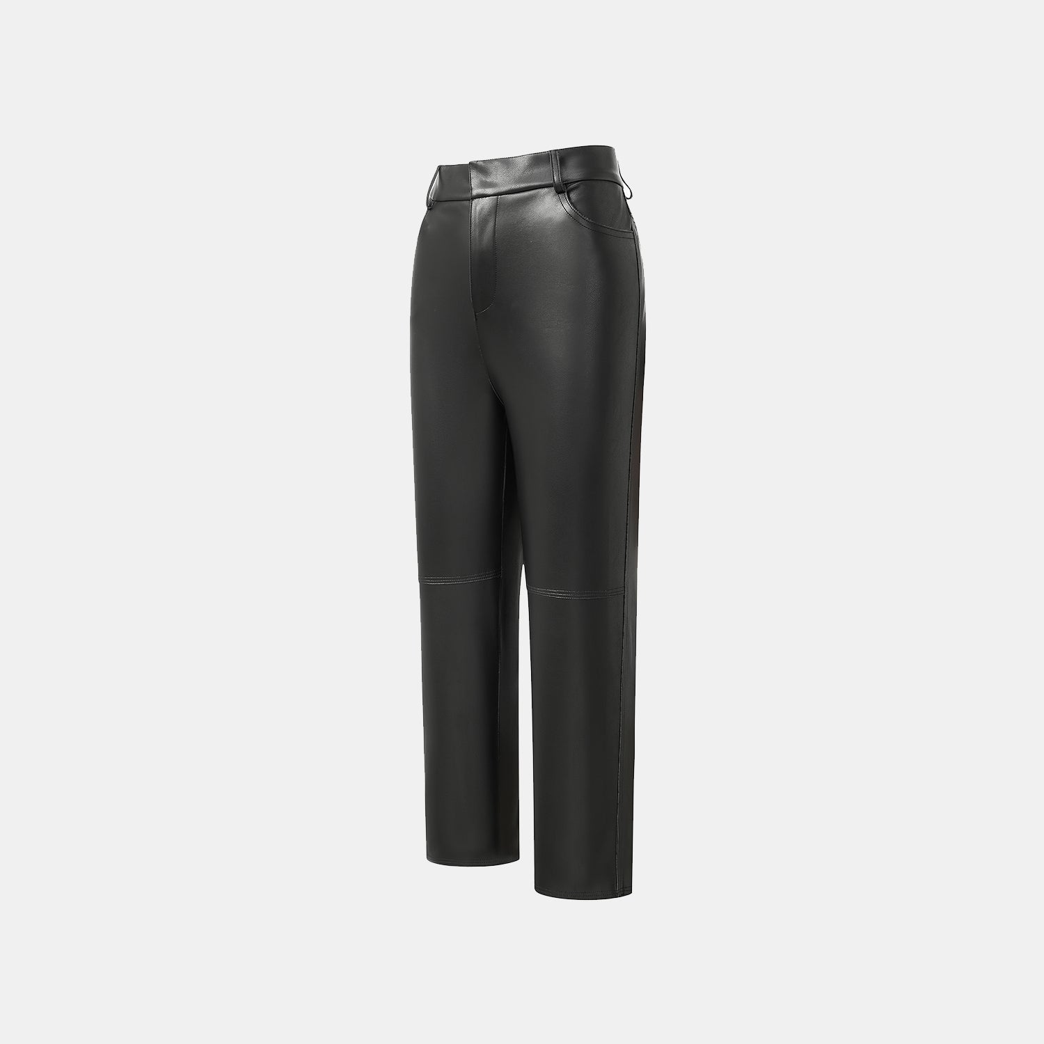 "Easy-go Chic" Vegan Leather Cropped Pants - Black 