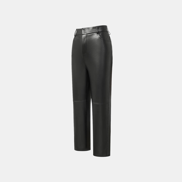 "Easy-go Chic" Vegan Leather Cropped Pants - Black 