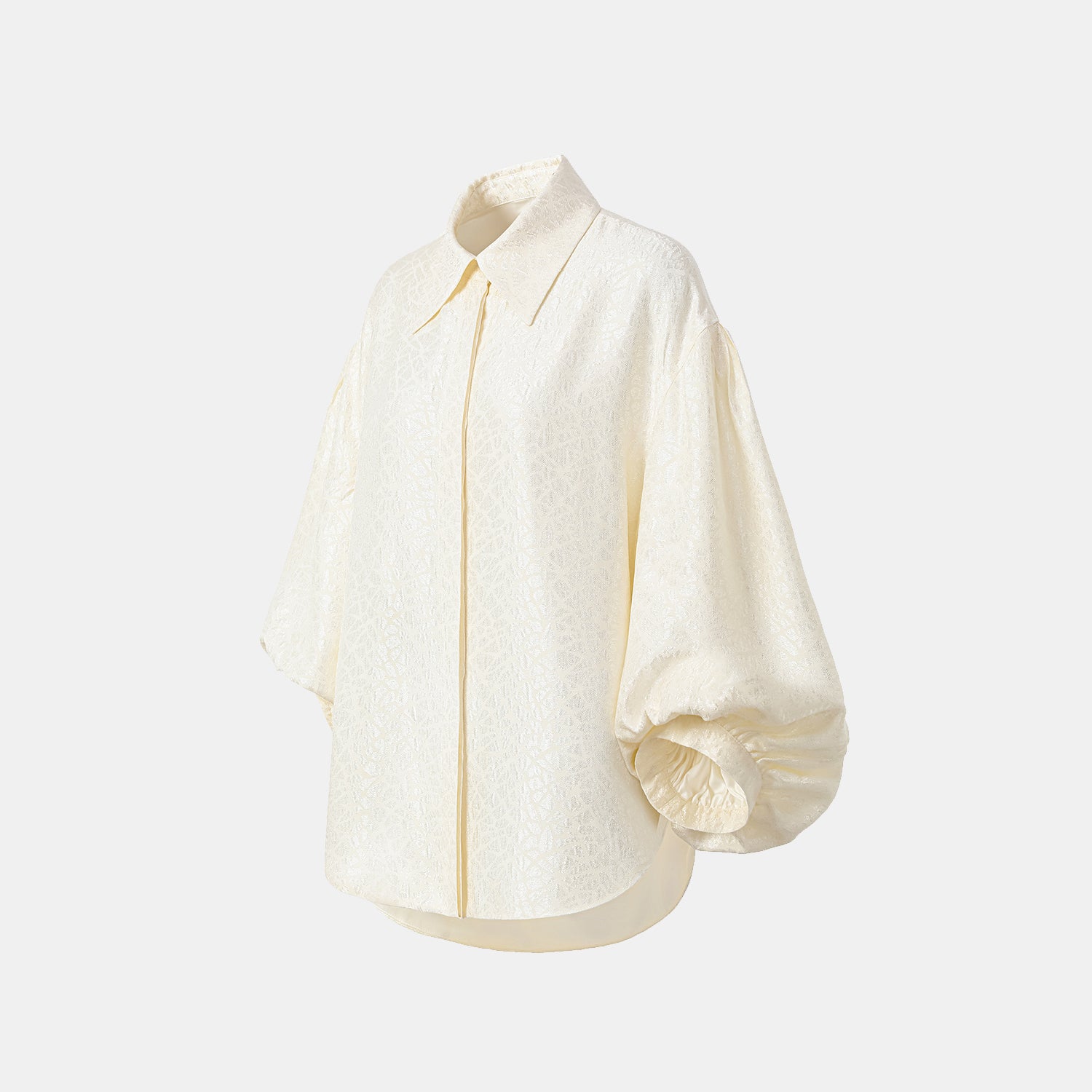 "慵倚春意" 義大利提花羊腿袖襯衫