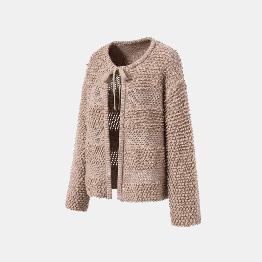 “Winter Diary” 100% Cashmere雲絨立體羽圈針織開衫—Field Fluff穗野絮棕