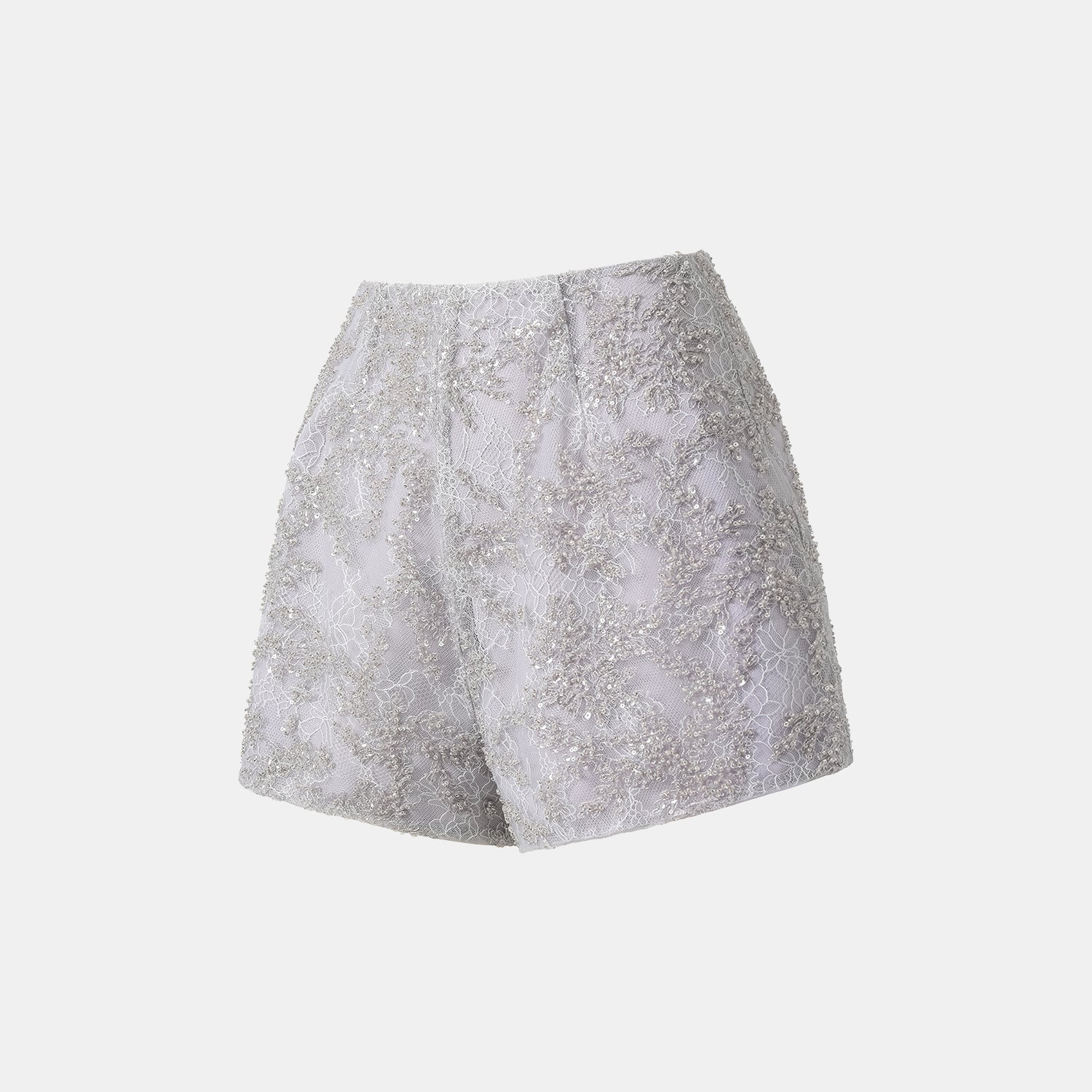 “茶宴” 奢華珠綉輕國風蕾絲短褲—Silver