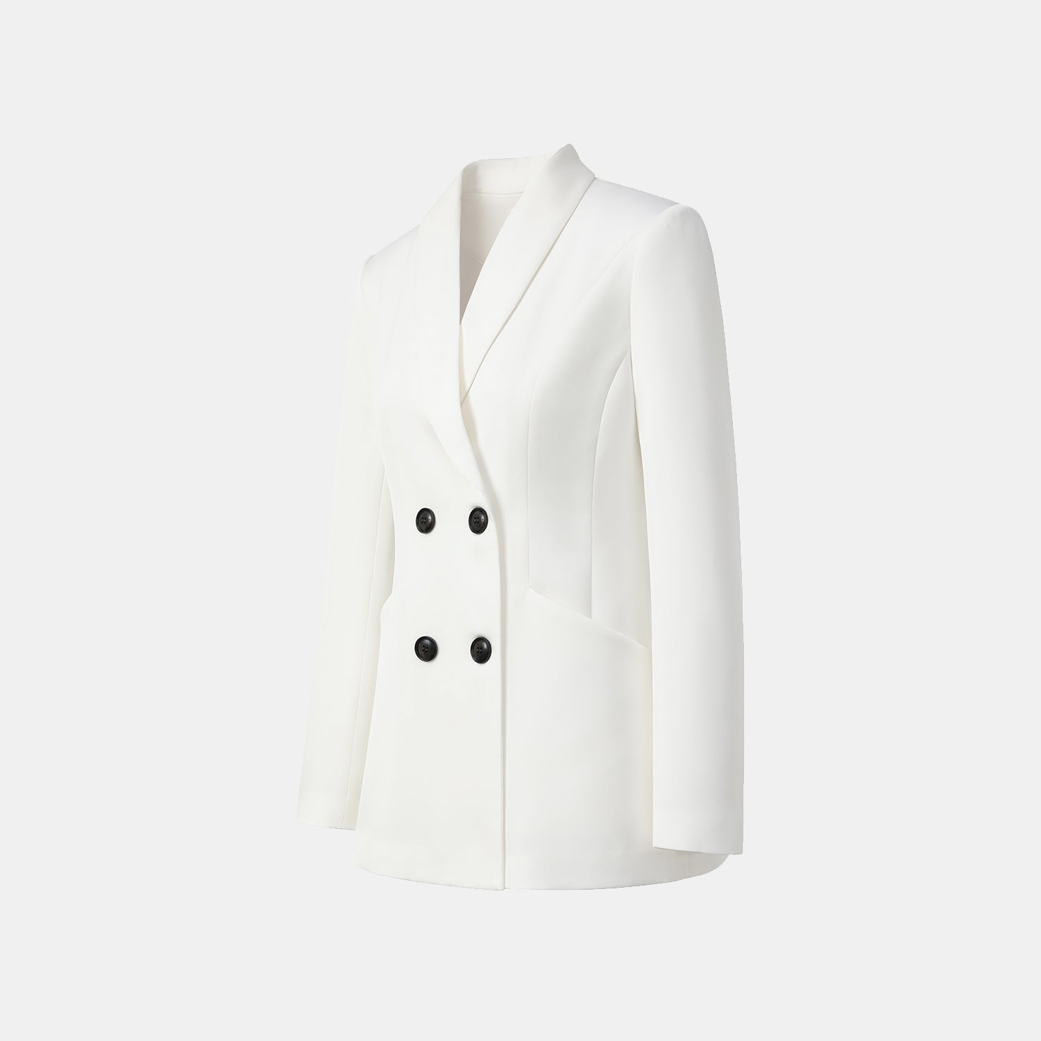 "Speak Sleek." 醋酸雙排扣西裝外套—White