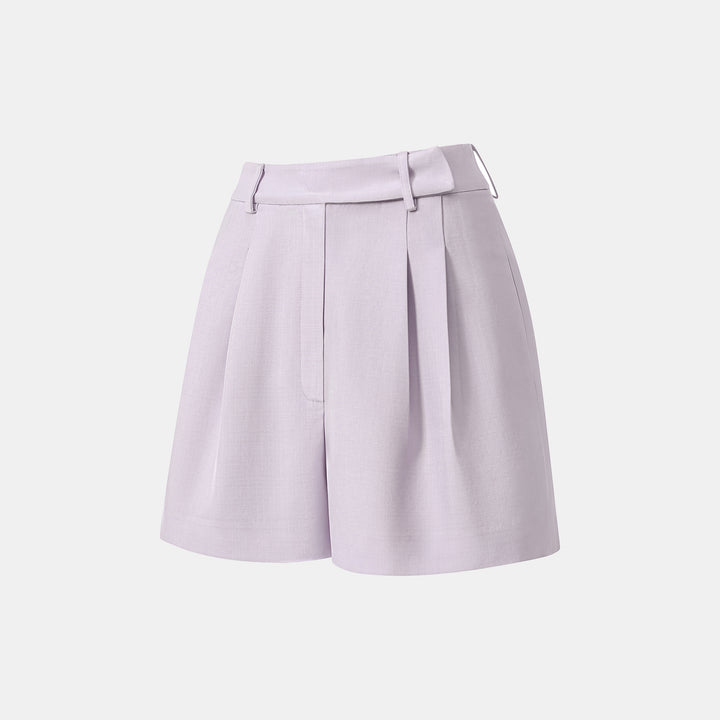 "Speak Sleek" 奢華輕薄麻感肌理醋酸短褲—Lilac