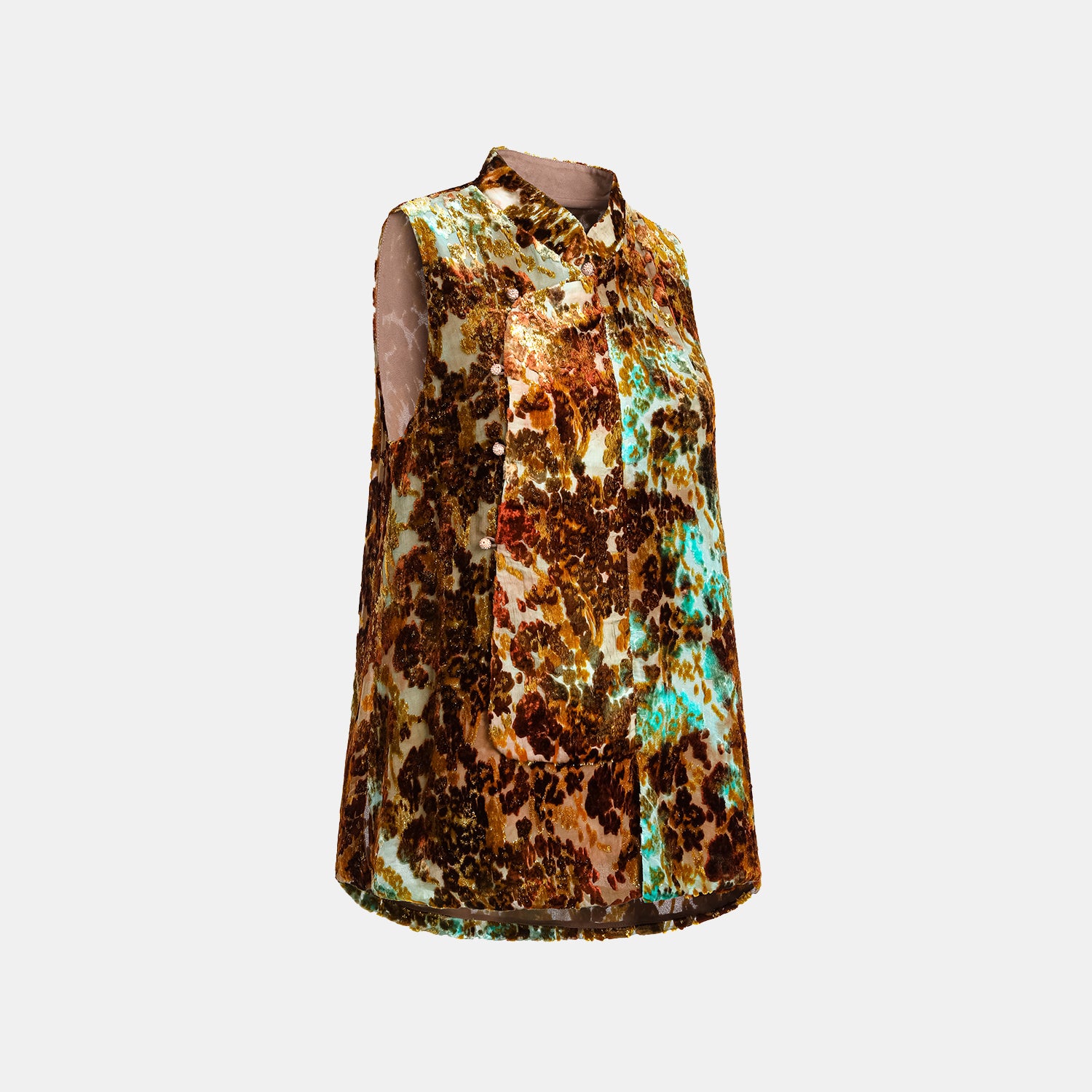 "Imperial Garden Teatime" Silk Velvet Chinese Style Vest - Cuiyan 