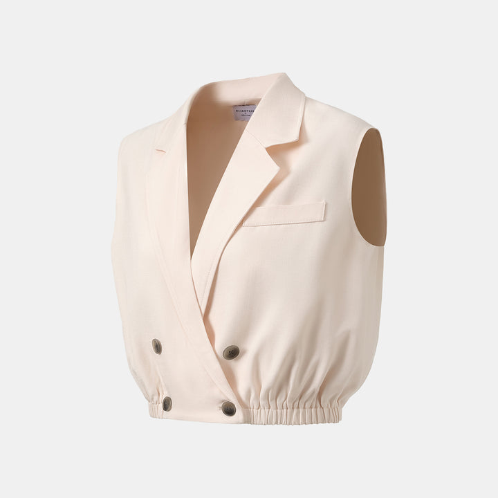 "Weekend at Monaco." 特殊絲竹肌理工藝醋酸背心—Ivory