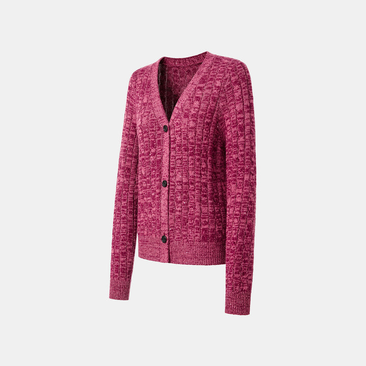 “Winter diary.” 100% Cashmere 亮片麻花編織針織開衫—Luck