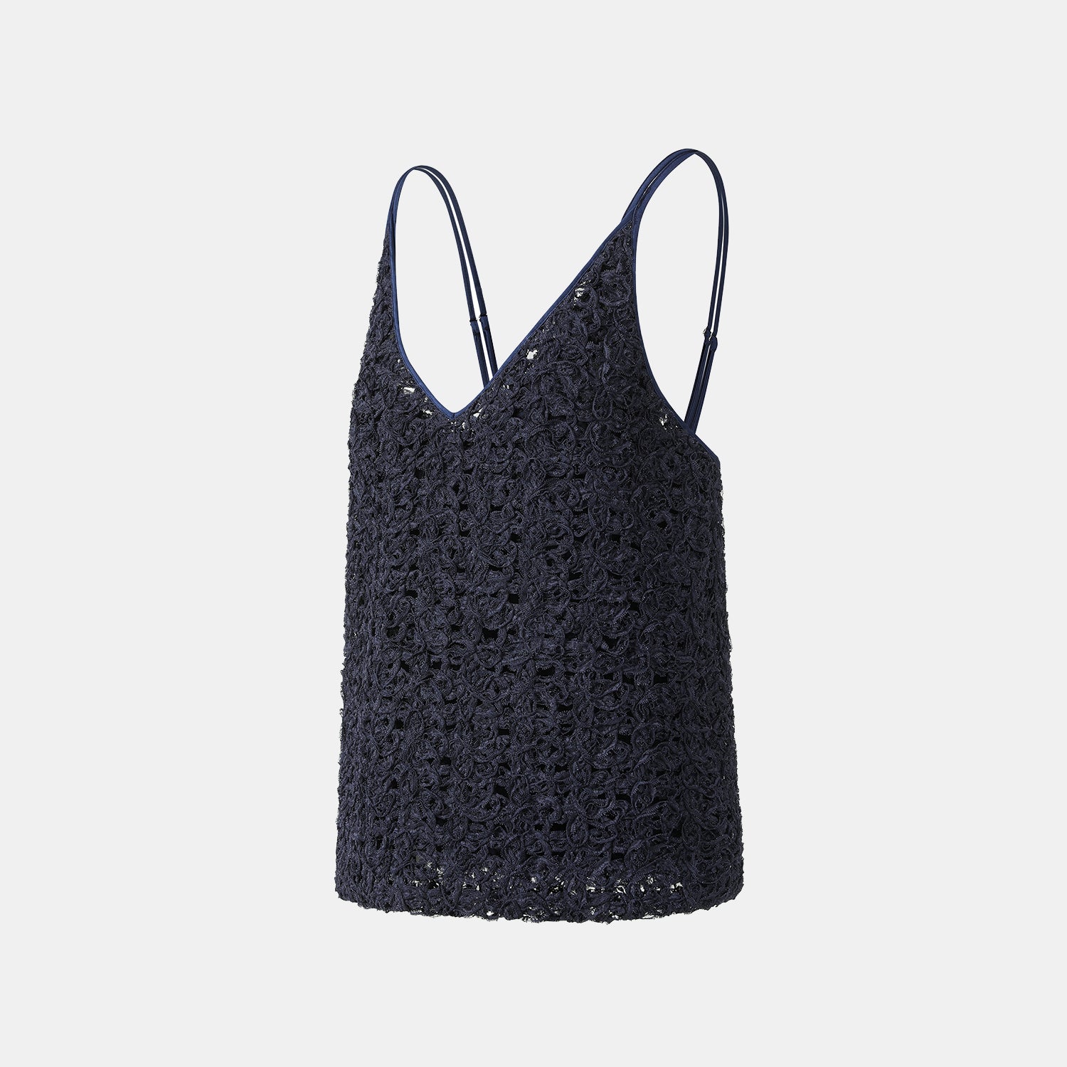 “Sloane Ave."繞畫織藝鏤花蕾絲細肩帶背心—Indigo Ballad布爾藍調