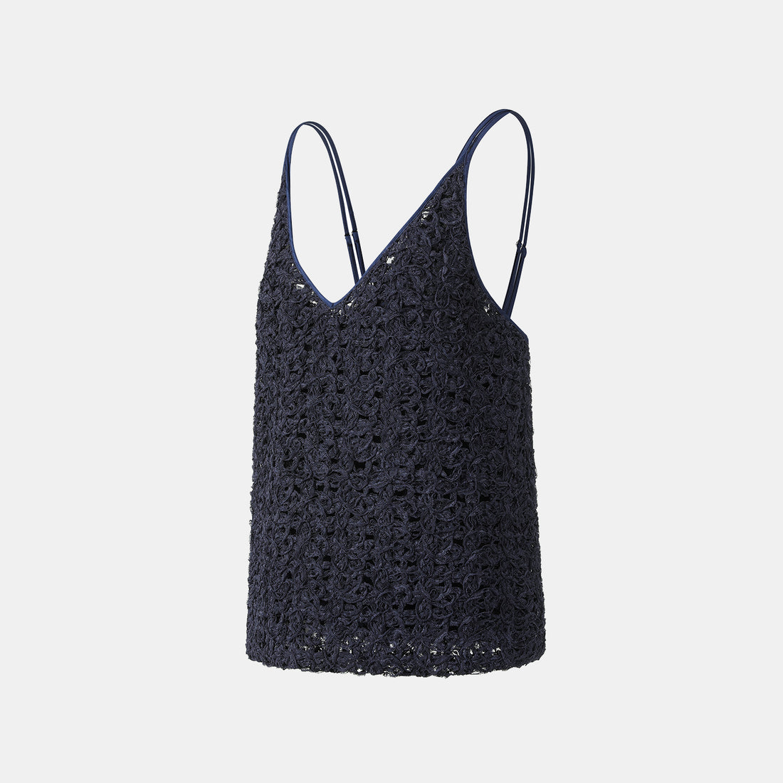 “Sloane Ave."繞畫織藝鏤花蕾絲細肩帶背心—Indigo Ballad布爾藍調