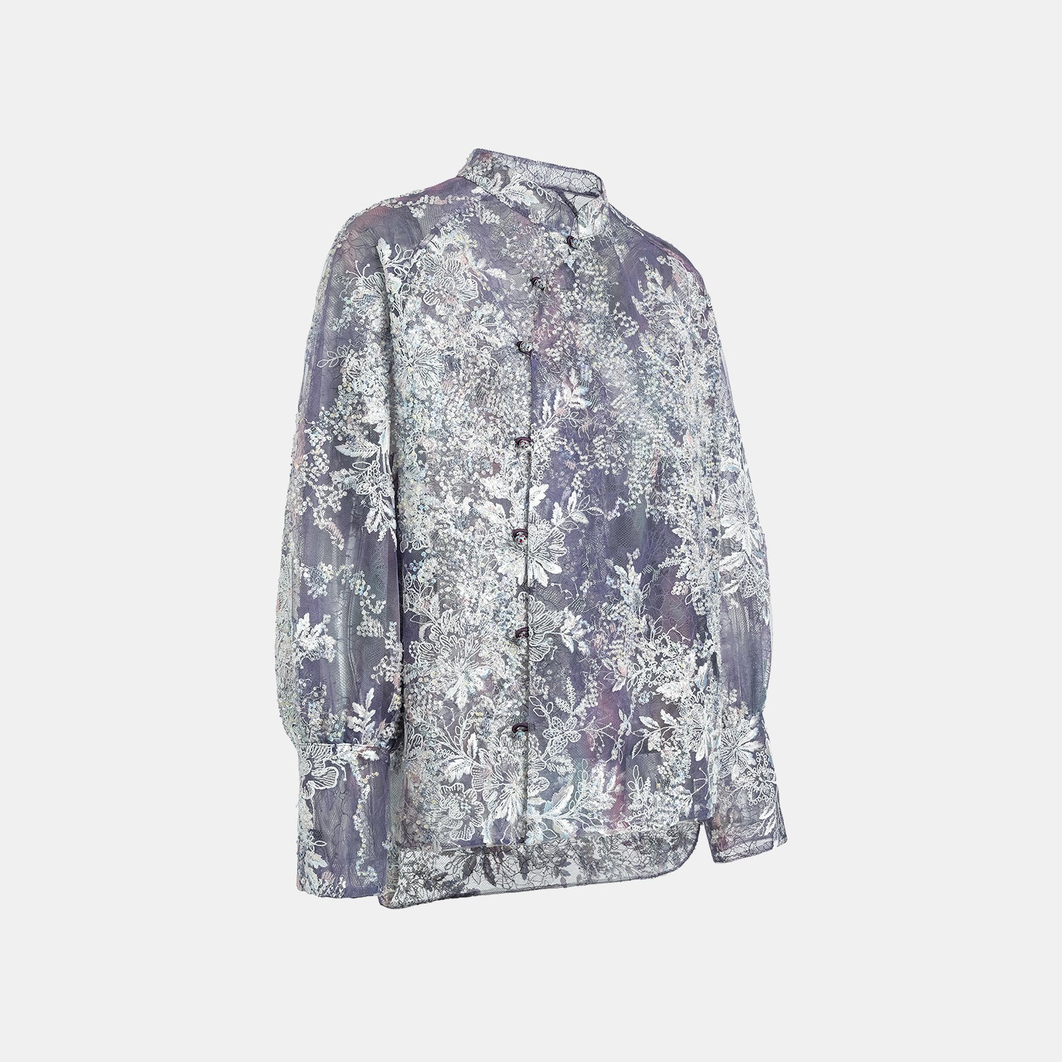 "Imperial Garden Teatime"緞染繡霞奢華珠繡蕾絲輕國風上衣—Nocturne Bloom凝夜浮香