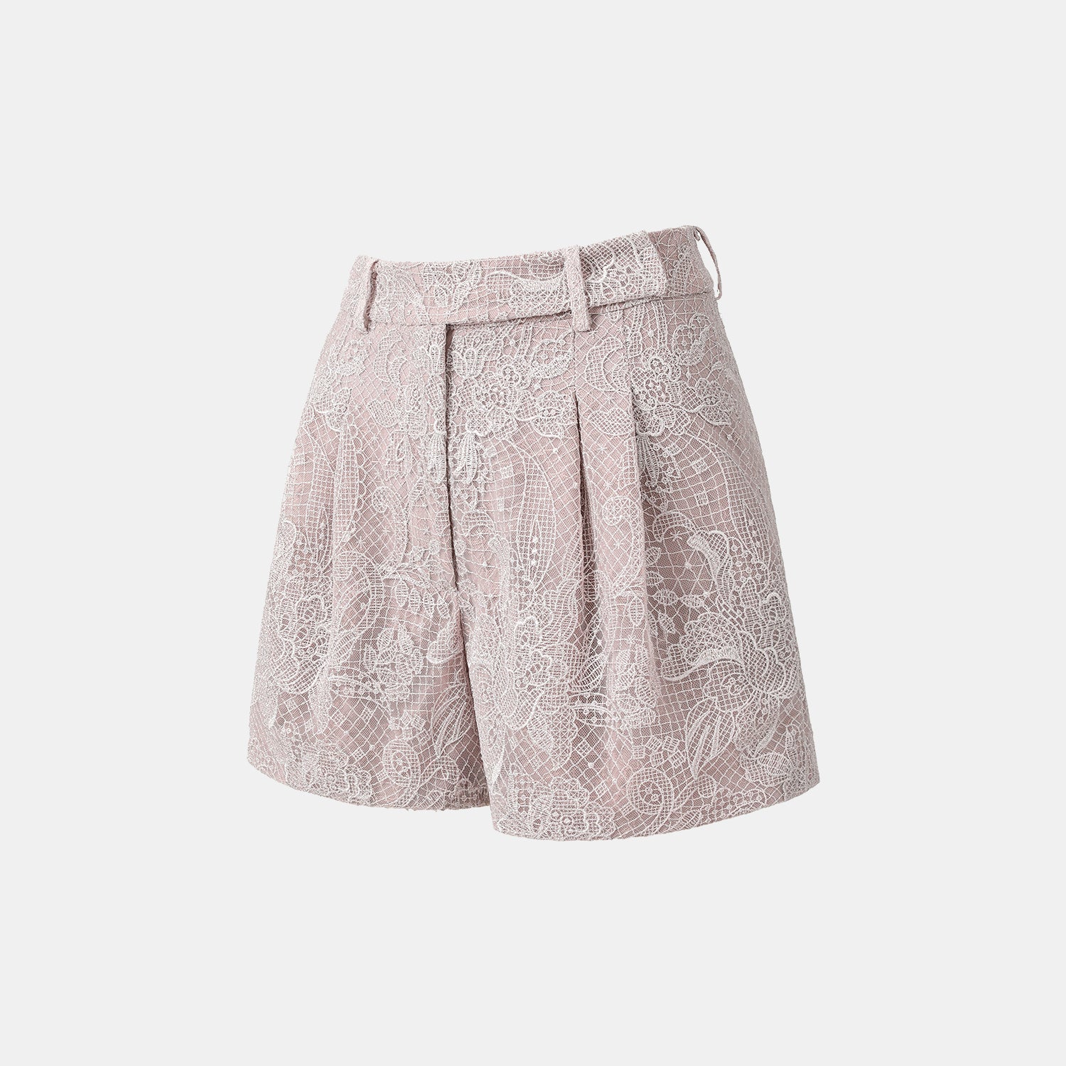 “Weekend At Monaco."鏤雕浮紋織花蕾絲短褲—Misty Rose薄霧玫瑰