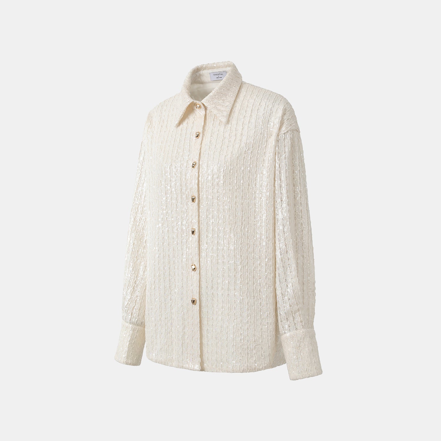 "Weekend at Monaco." 鏤花工藝亮片蕾絲襯衫—Moonlit Luster 盧卡月光