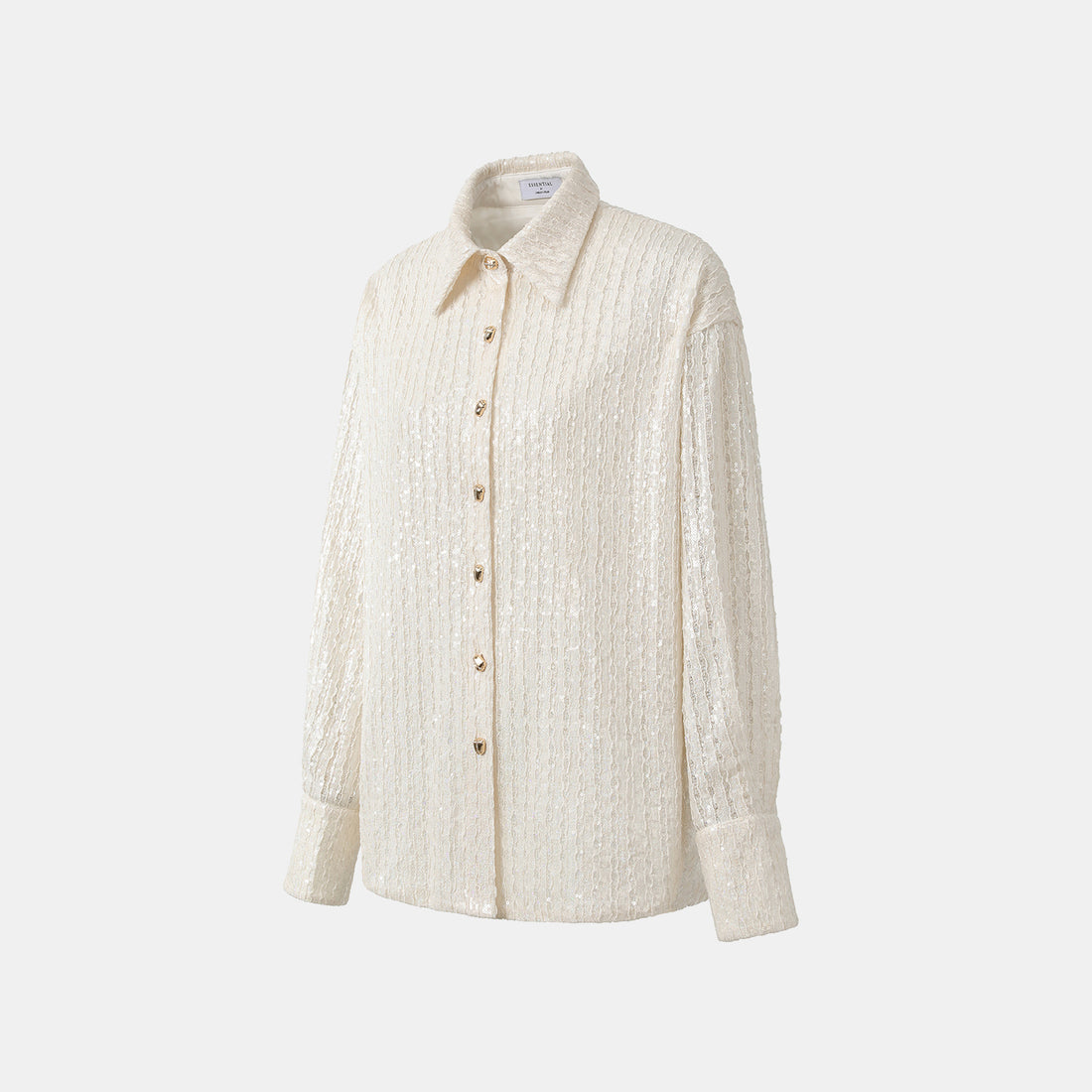 "Weekend at Monaco." 鏤花工藝亮片蕾絲襯衫—Moonlit Luster 盧卡月光