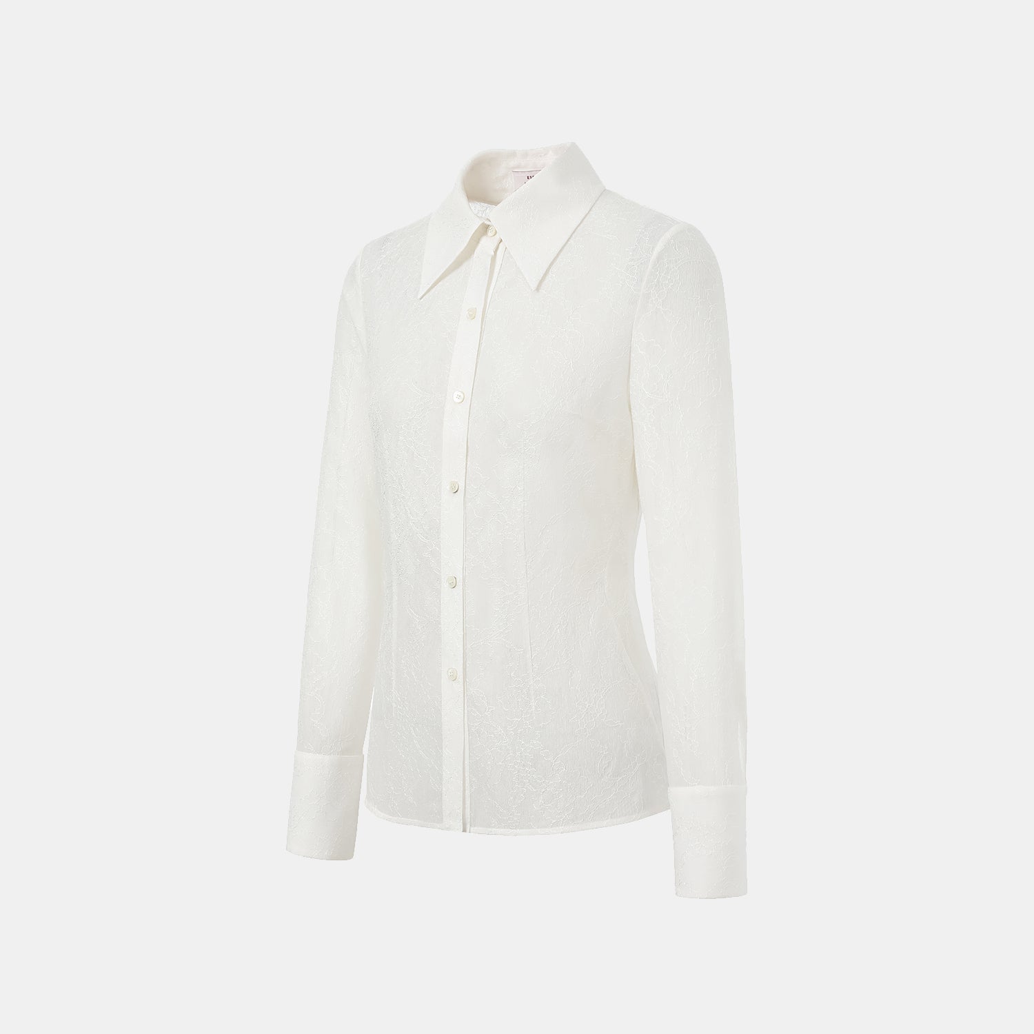 “Daytime Sparkle.” 法國頂級貼層蕾絲工藝鑽石切割襯衫