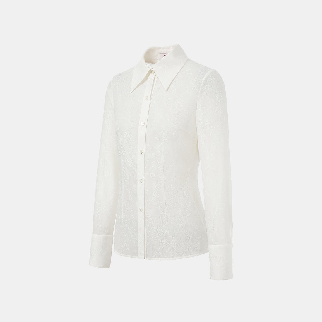 "Daytime Sparkle." French top-grade lace craft diamond-cut shirt