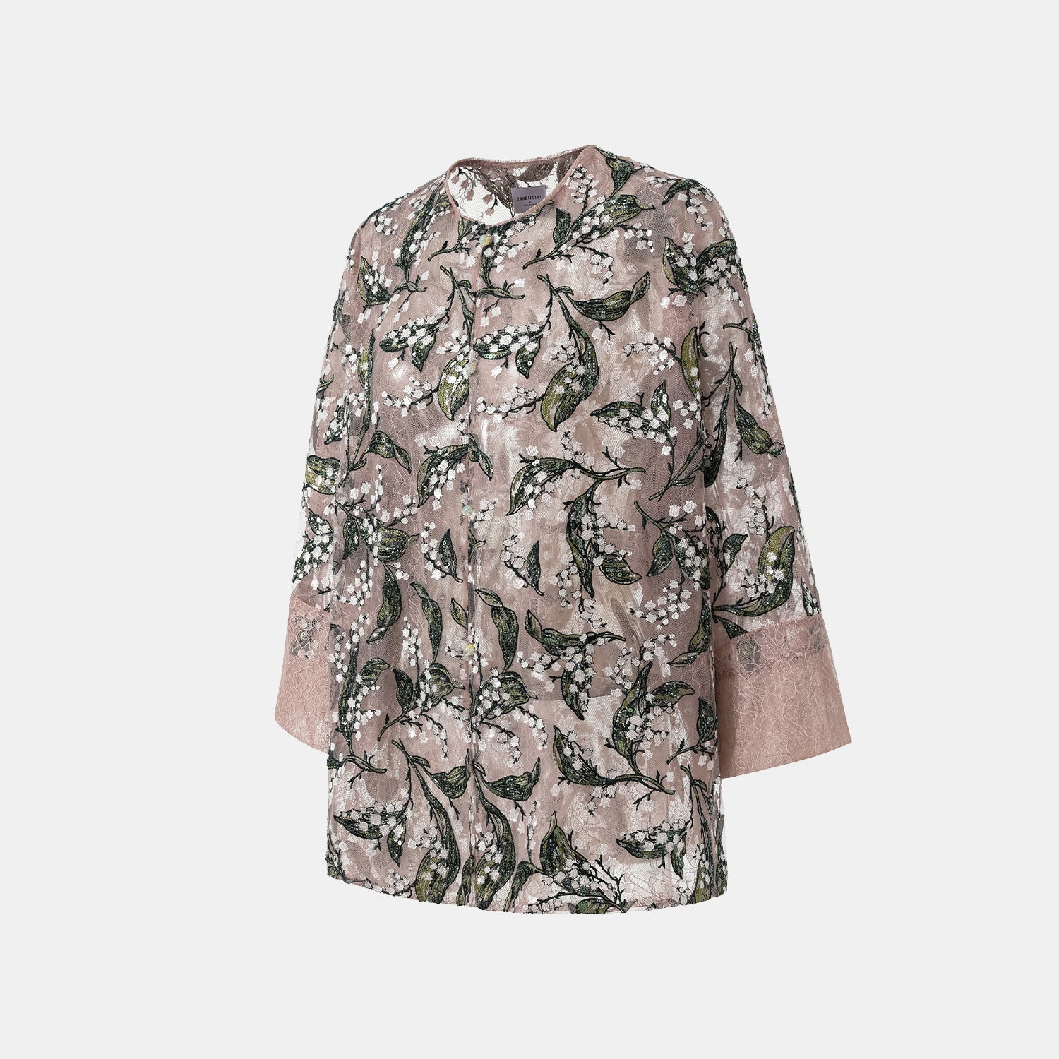 "Imperial Garden Teatime." 奢華珠繡蕾絲Oversized輕國風罩衫—Jade Aroma翠影凝香