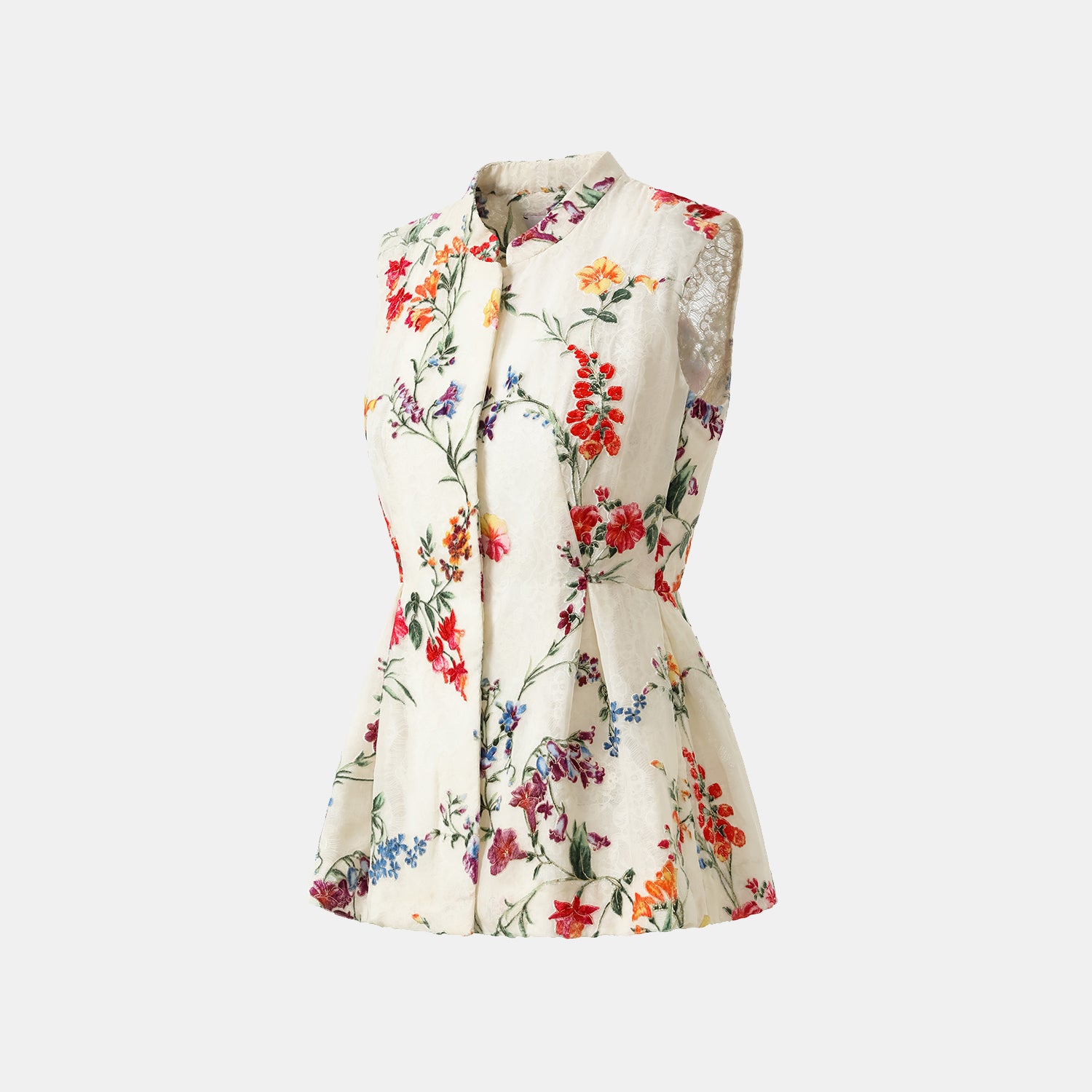 “Tops” 義大利高訂真絲絨藝手工描金工藝輕中式立體剪裁上衣—曉春花宴