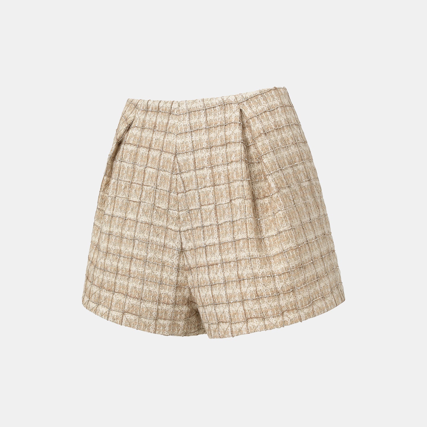 "Chelsea Citywalk.”法國輕紗縷金工藝花呢短褲—Maison Royale映金浮影