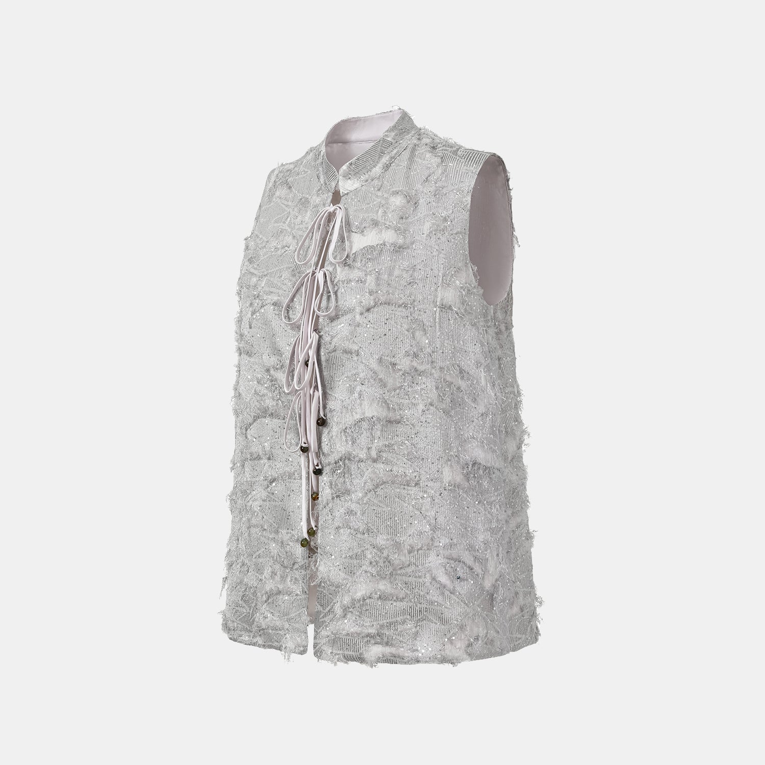 "Imperial Garden Teatime."義大利羽繡流蘇工藝輕國風背心—曦羽