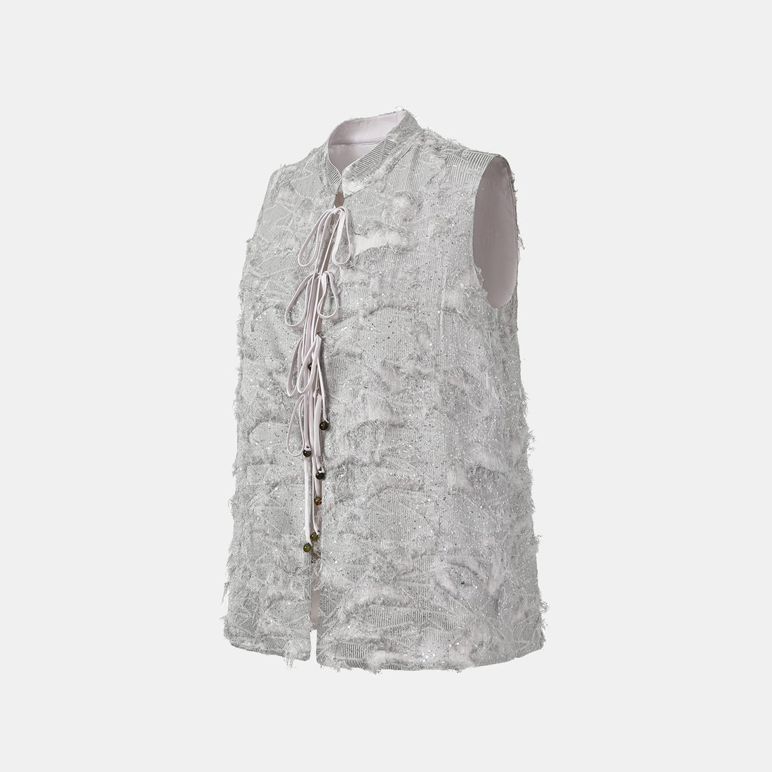 "Imperial Garden Teatime." Italian feather embroidery tassel craft light Chinese style vest - Xiyu 
