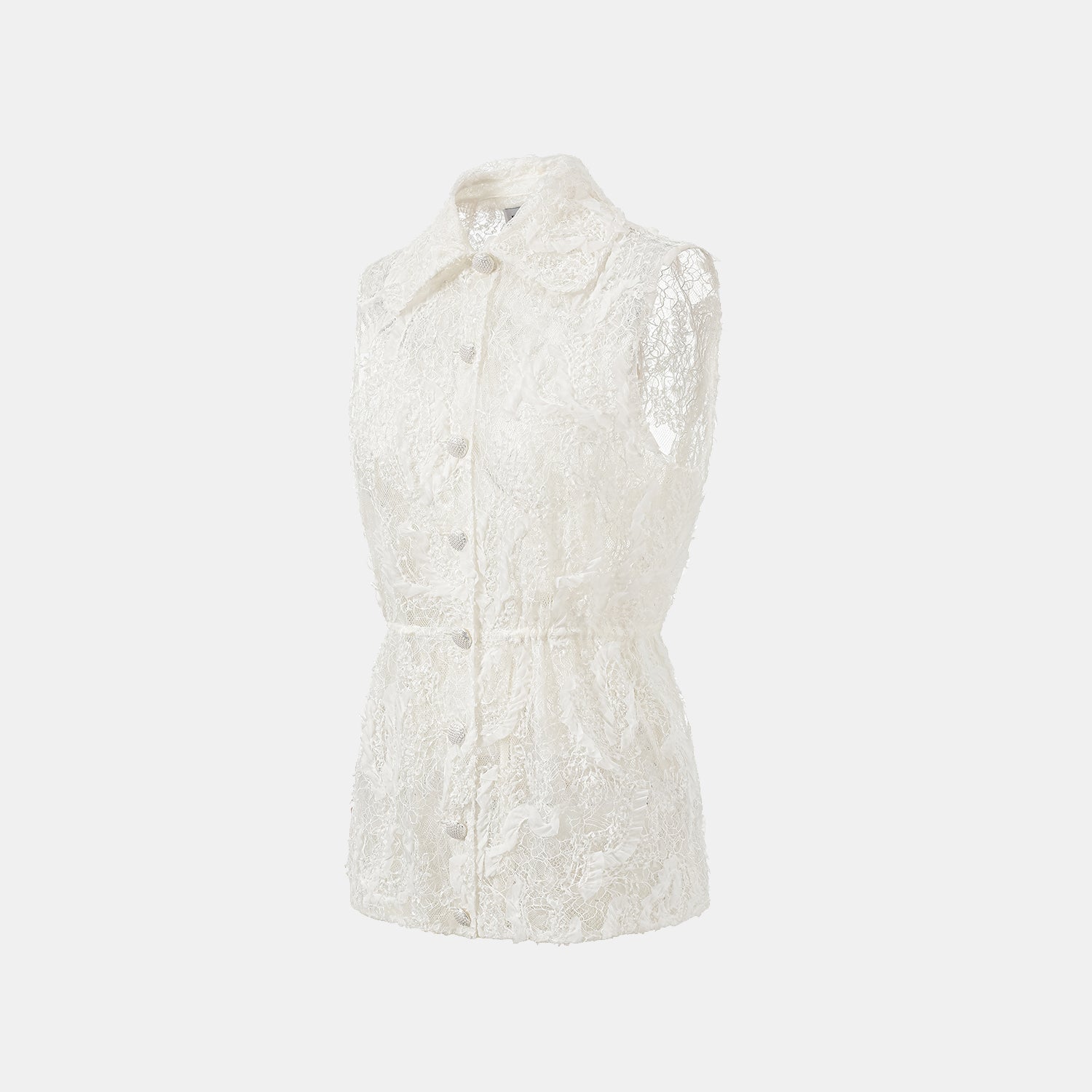 "Weekend at Monaco."奢華畫藝珠繡蕾絲狩獵背心—Lucent Haze浮光