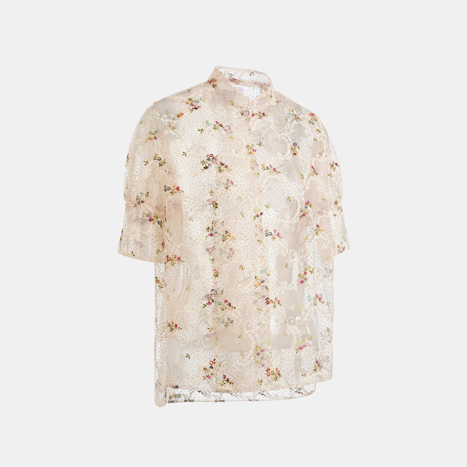 "春裳雅集"法國立體刺繡輕國風蕾絲上衣—Solstice Bloomflare夏夢煙花