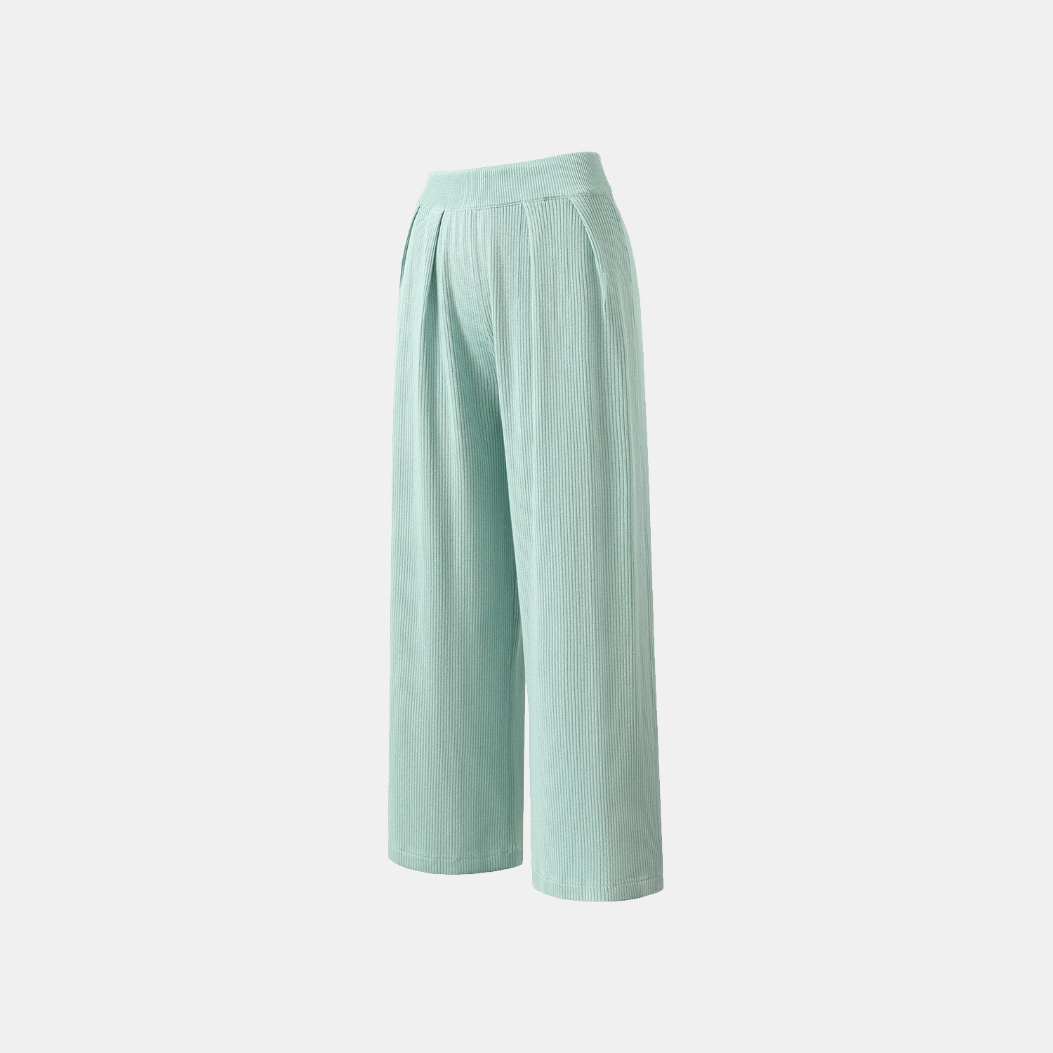 “Spring diary.” Silk Cashmere真絲喀什米爾針織立體打褶闊腿褲—Mint