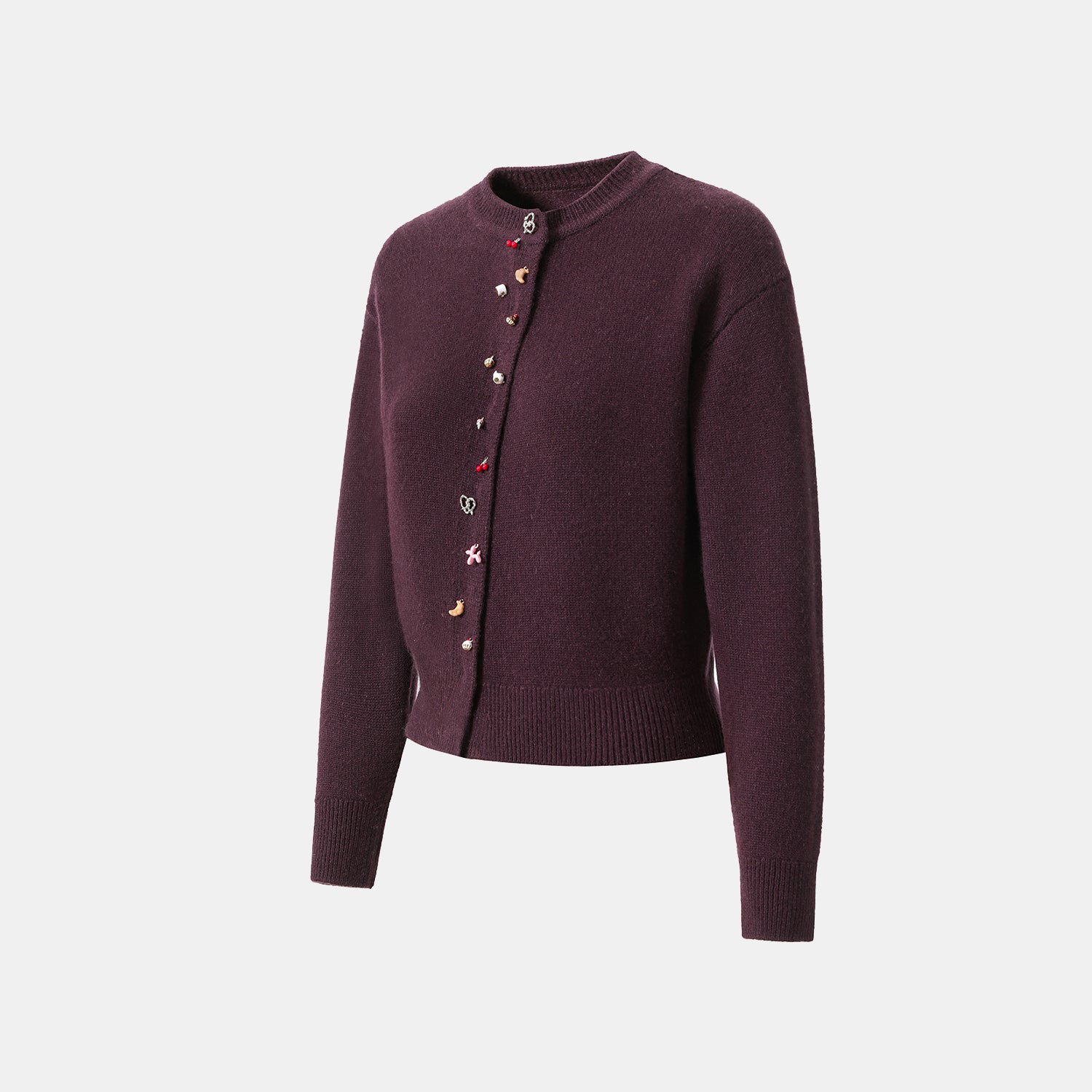 “Autumn Diary”100% Cashmere斜襟立體釦飾針織外套—Berry Danish莓果丹麥