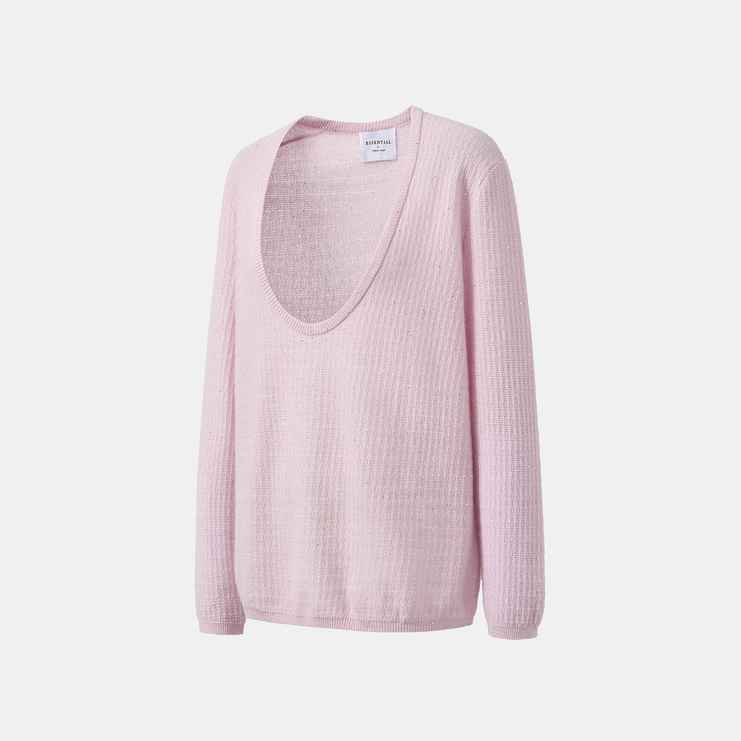 “Autumn Diary” 100% Cashmere極細絨柔星點低弧領針織上衣—Lilac Dawn紫丁曙夢