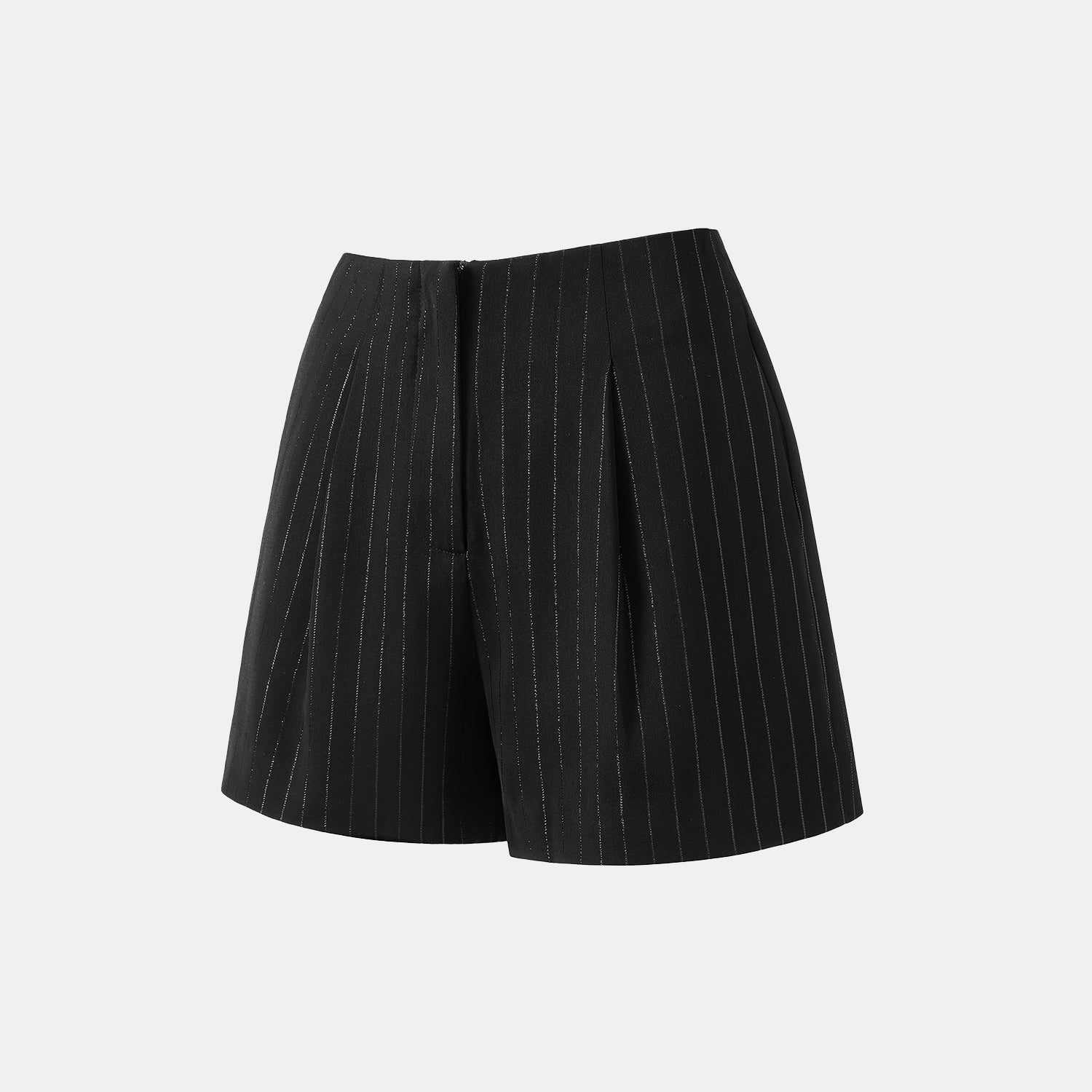 "Speak Sleek." 銀織工藝直條西裝短褲—Shadow Rhythm沉光輕序