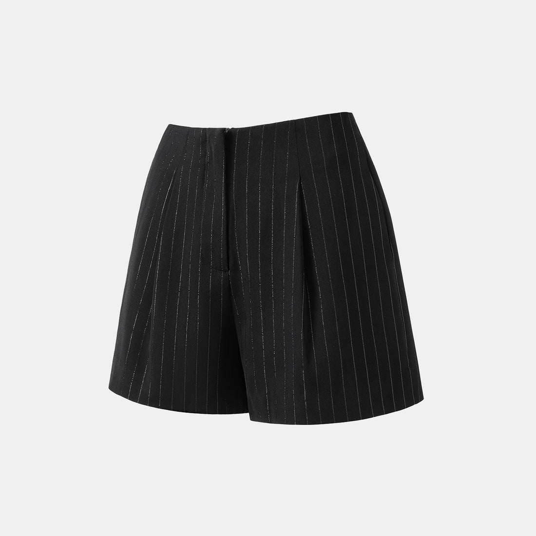 "Speak Sleek." 銀織工藝直條西裝短褲—Shadow Rhythm沉光輕序