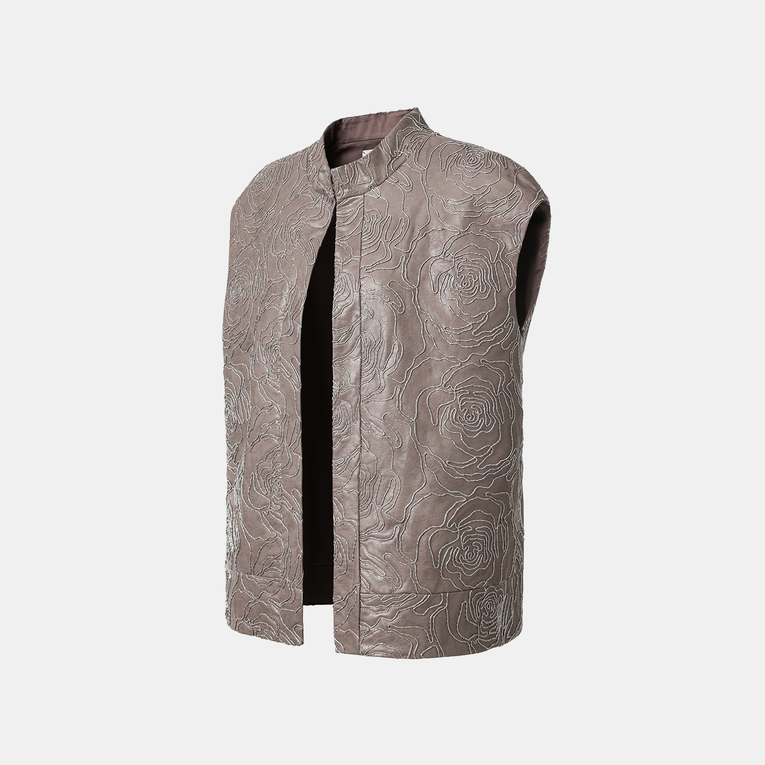 “Winter Diary” 法國純素皮羽脊絲繡Oversized背心—Rose in Haze浮影薔薇