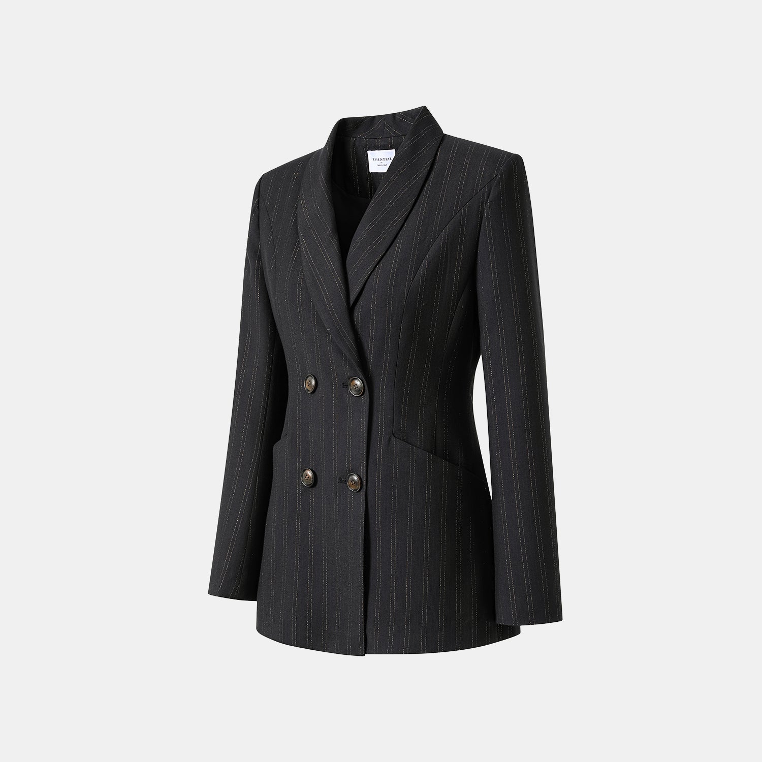 "Speak Sleek." 義大利織金工藝直條立體剪裁西裝外套—Indigo