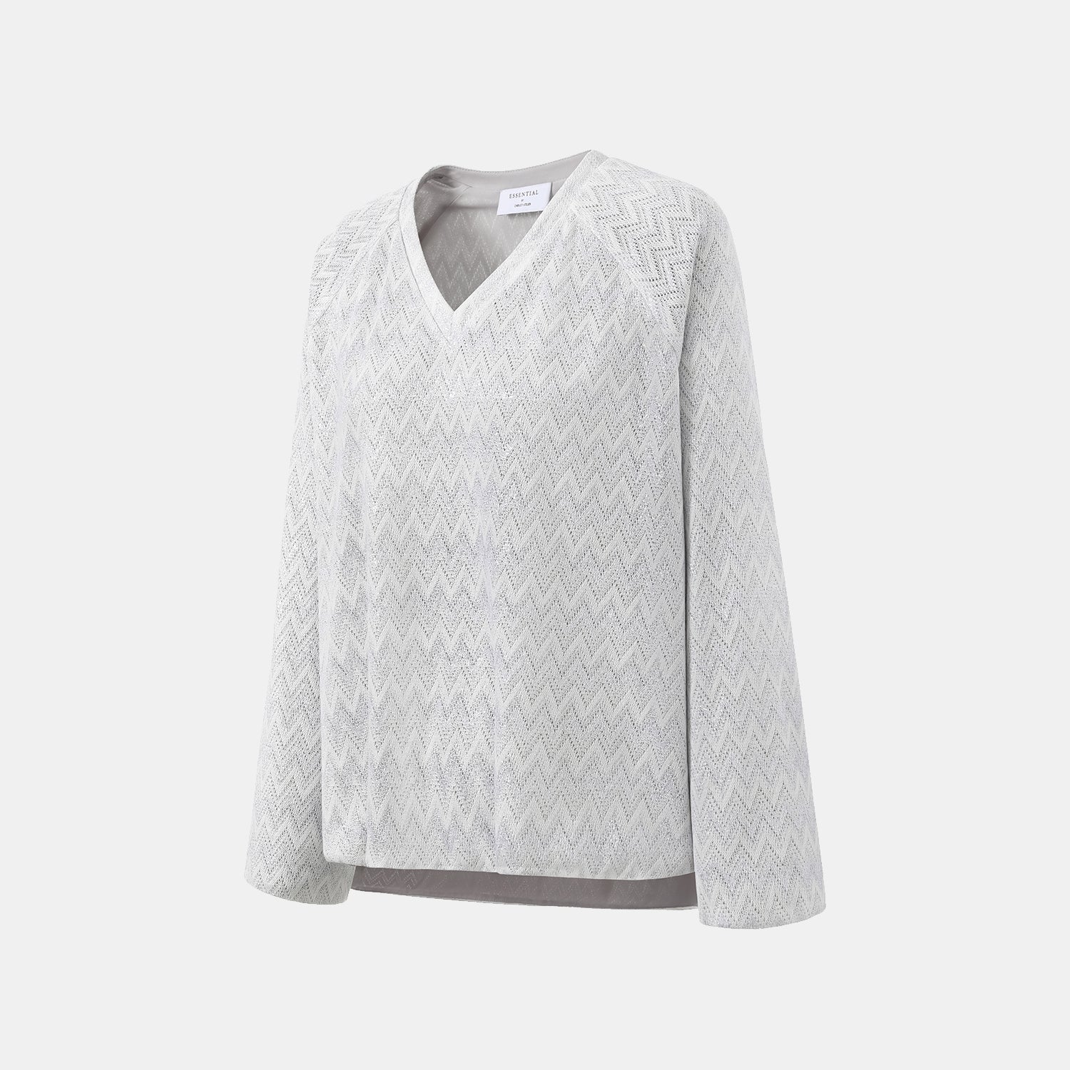 “Summer Diary”義大利Chevron山形銀燦織紋Oversized針織上衣—Hazy Vale煙嵐悠境