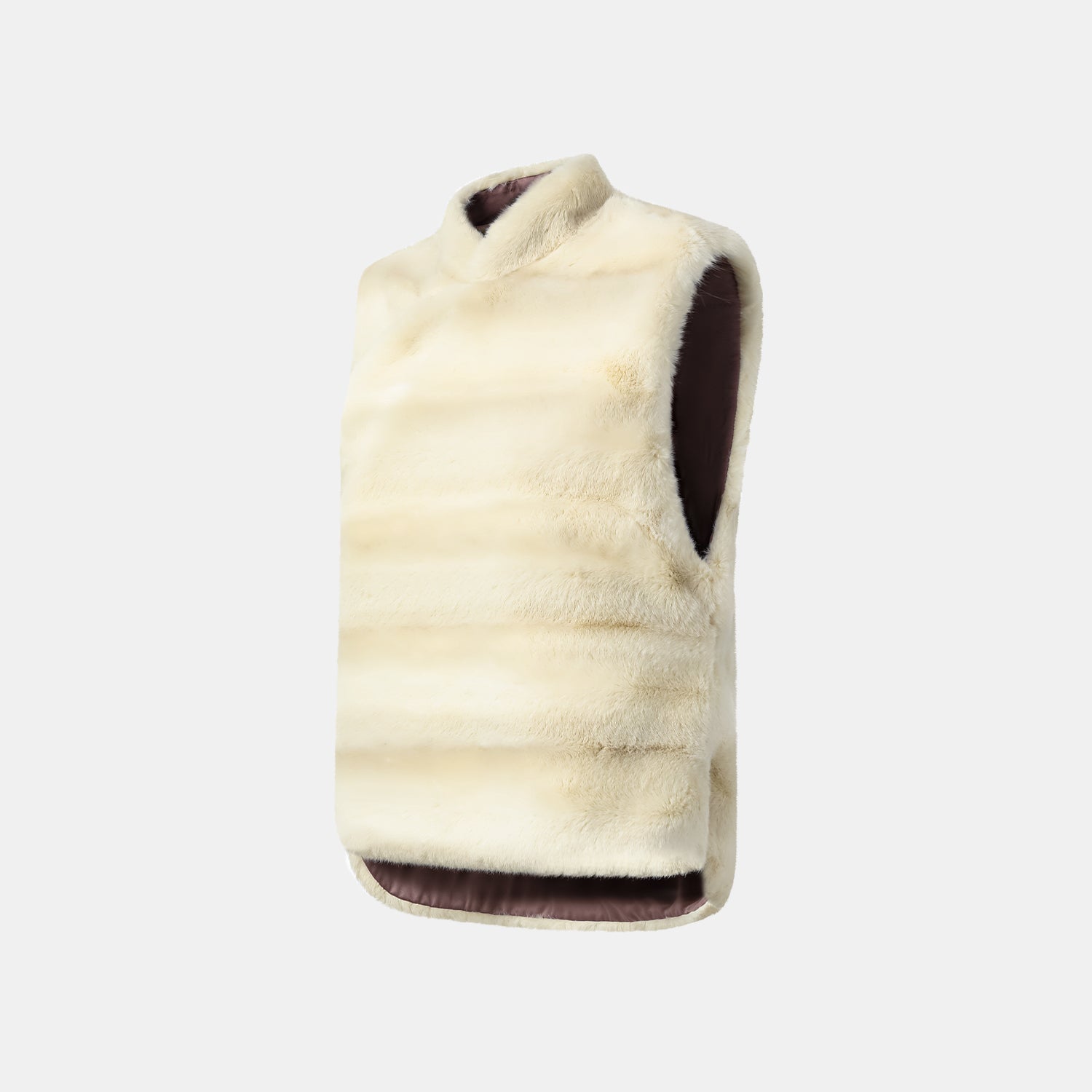 "Imperial Gala" Tech Fur Chinese Style Vest - Platinum Beige 