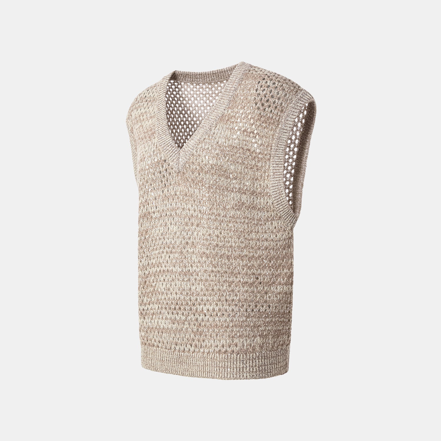 "Chelsea Citywalk." 100% Cashmere 亮片蕾絲編織工藝針織背心—Almond Cappuccino