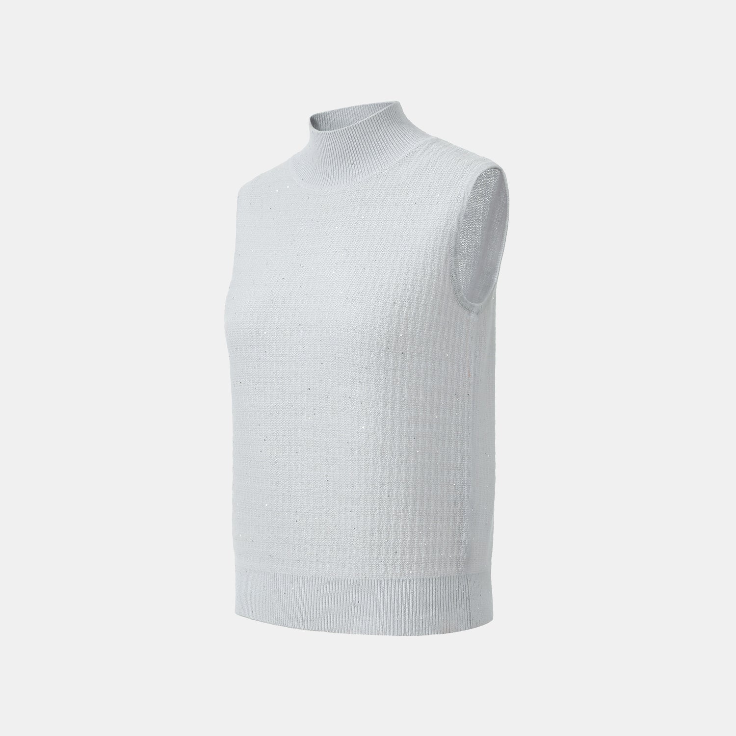 “Autumn Diary” 100% Cashmere極細絨柔星點高領針織背心—Nebula Veil霧影星河