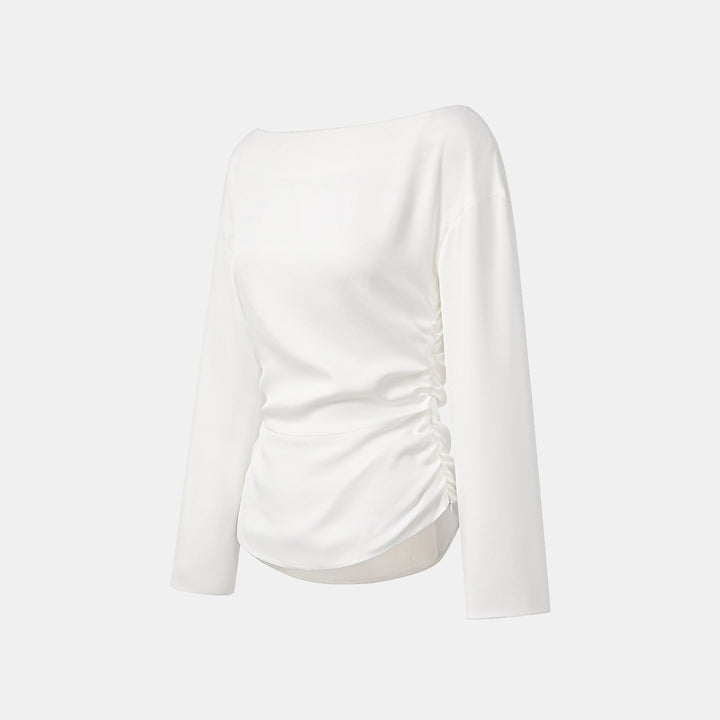 "Mayfair Datenight." Crystal scale acetate Hepburn collar top - white 