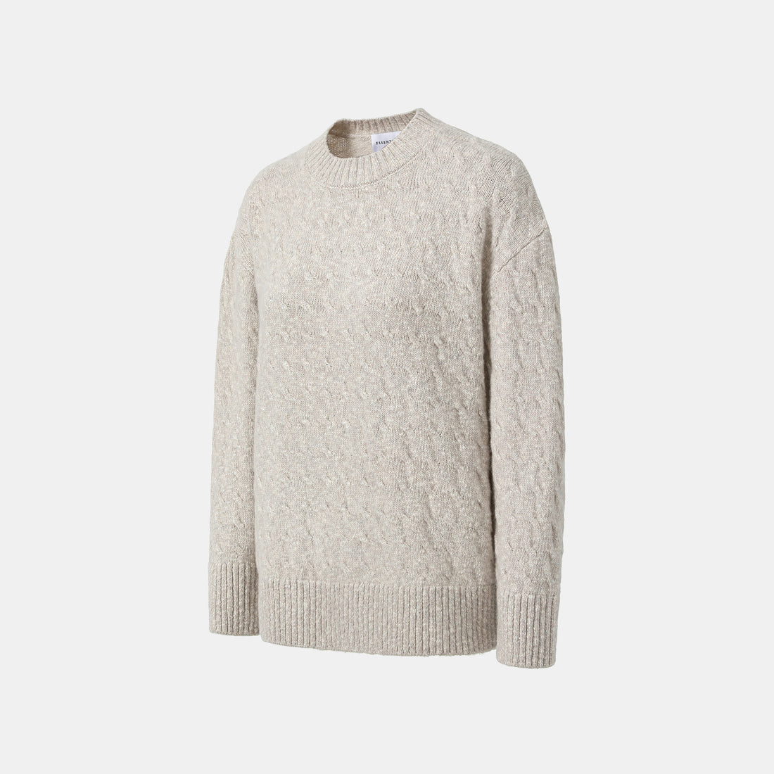 “Winter Diary” 100% Cashmere極細絨柔幾何浮織星點針織上衣—Fog Beige 霧幕杏灰