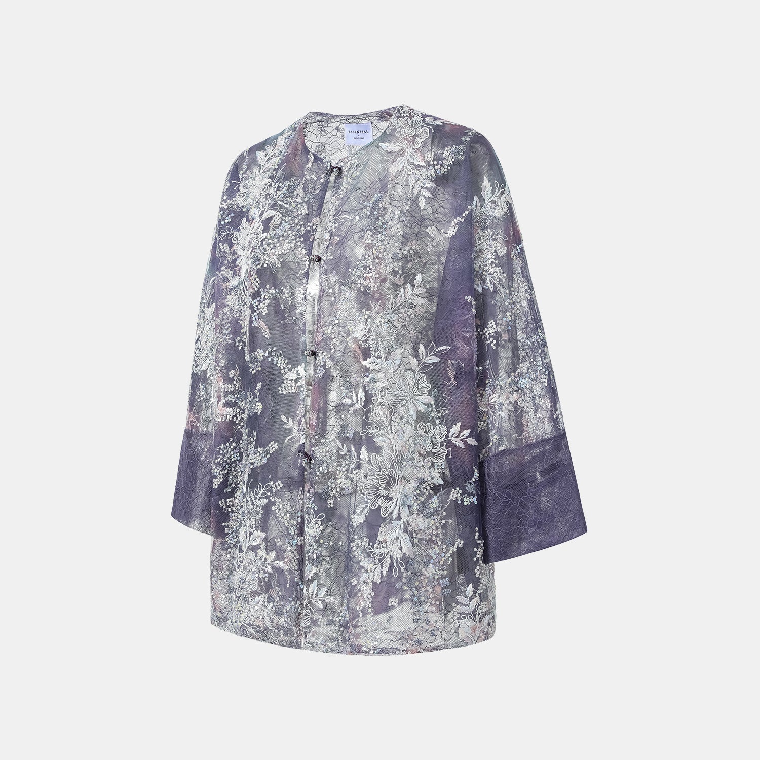 "Imperial Garden Teatime"緞染繡霞奢華珠繡蕾絲輕國風Oversized罩衫—Nocturne Bloom凝夜浮香