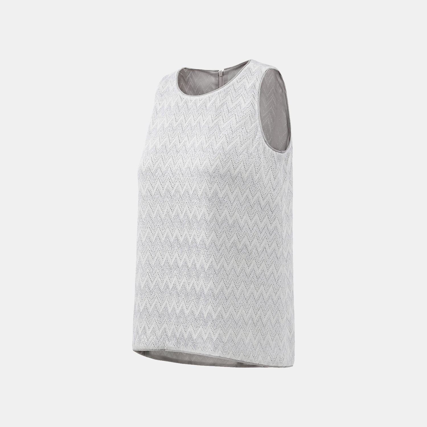 “Summer Diary”義大利Chevron山形銀燦織紋針織背心—Hazy Vale煙嵐悠境