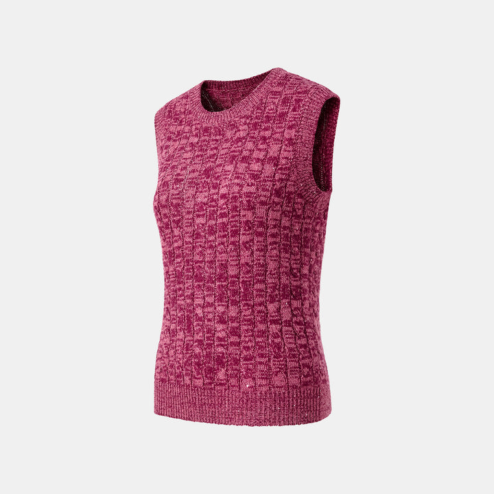 “Winter diary.” 100% Cashmere 亮片麻花編織針織背心—Luck