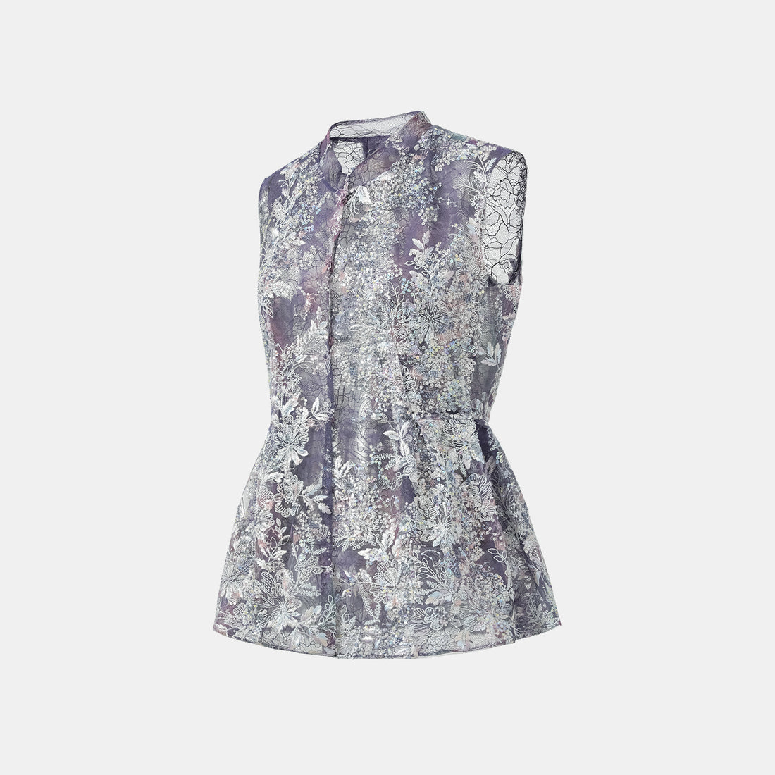 "Imperial Garden Teatime"緞染繡霞奢華珠繡蕾絲修身馬甲輕國風上衣—Nocturne Bloom凝夜浮香