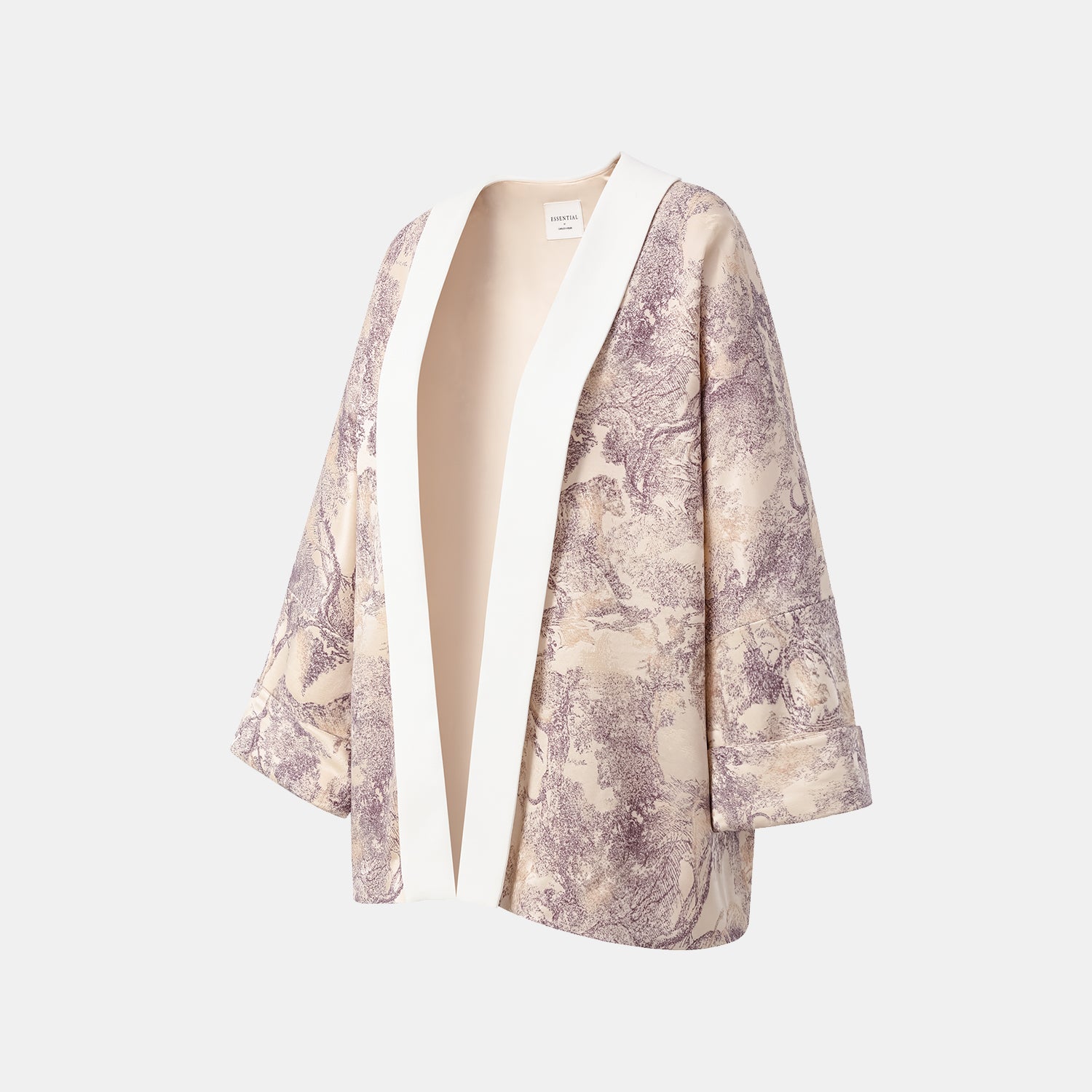 "Imperial Garden Teatime" Filigree Silk Wool Shawl - Purple 