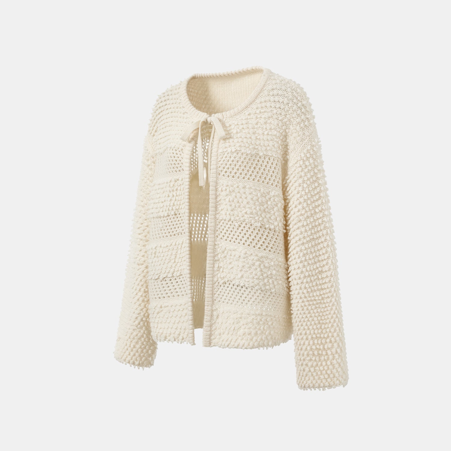 “Winter Diary” 100% Cashmere雲絨立體羽圈針織開衫—Cotton Haze棉野之曦