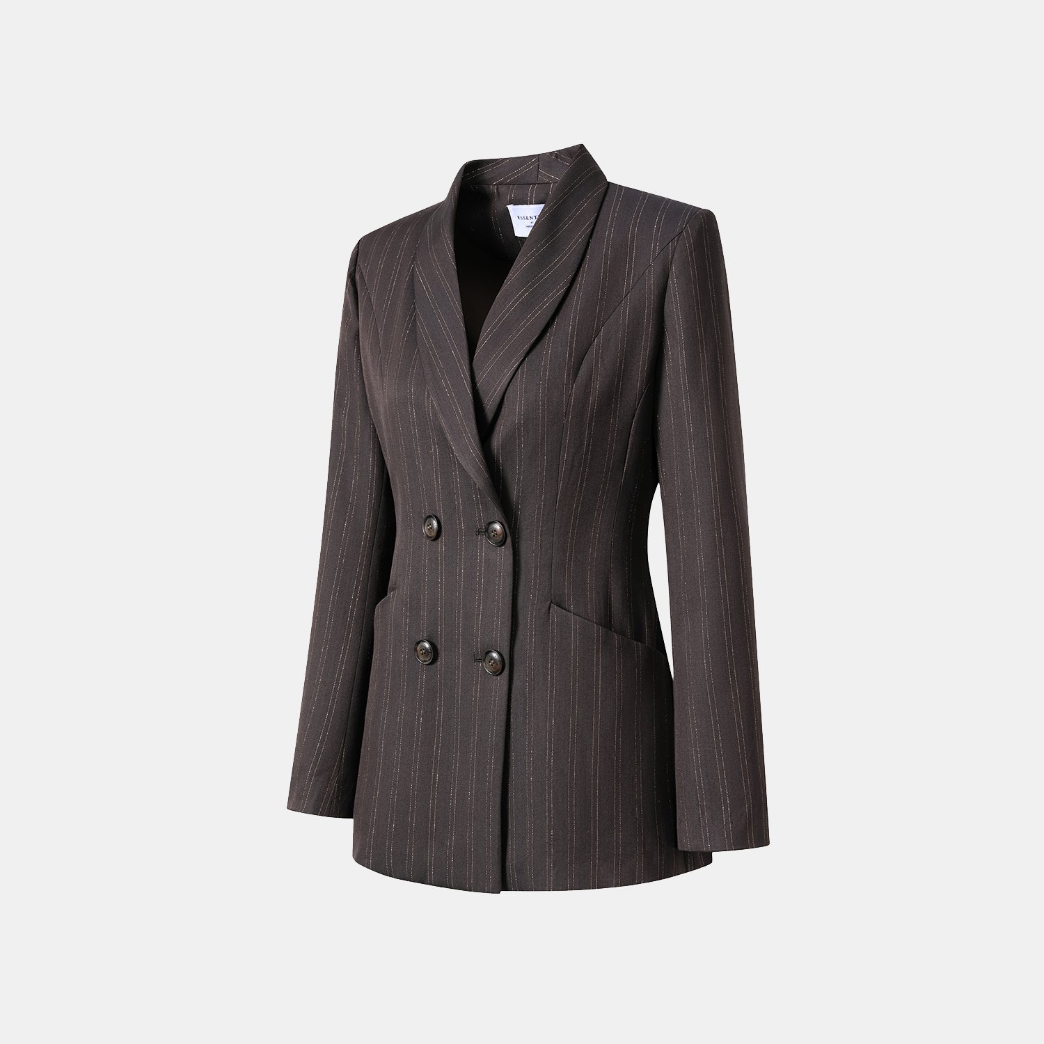 "Speak Sleek." 義大利織金工藝直條立體剪裁西裝外套—Ink