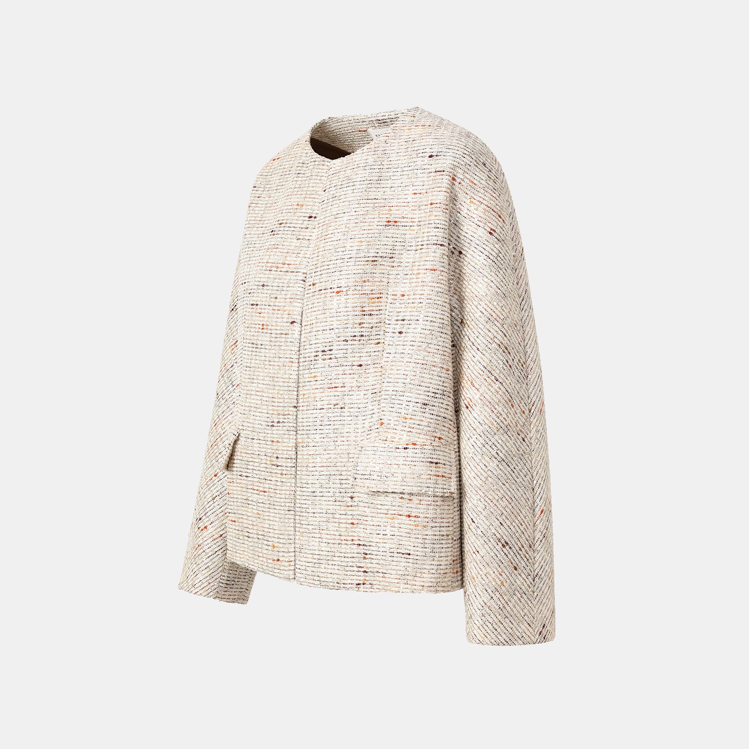 "Oxford Autumn Elegance" Tweed Oversized Jacket - White and Multicolor 