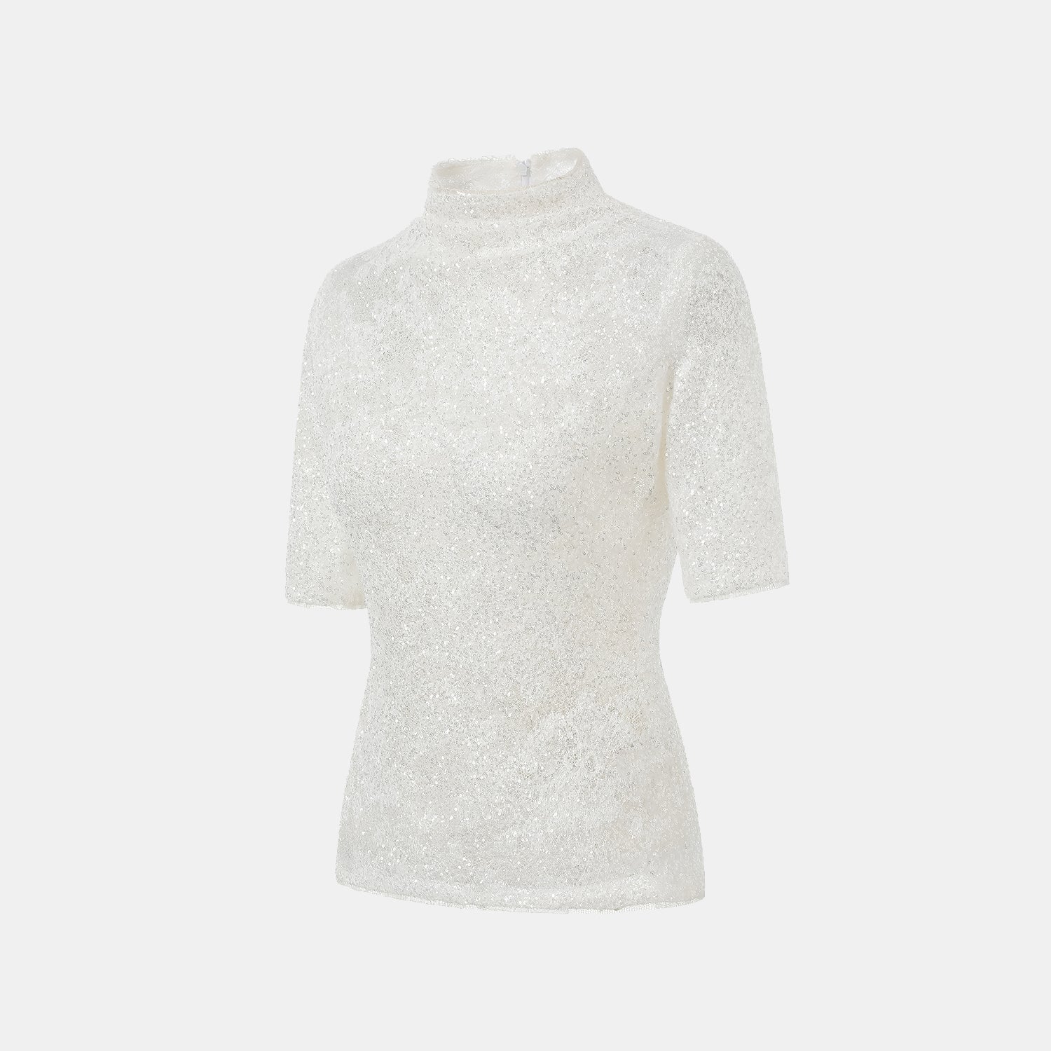 "Quiet Mastery." 法國光影畫藝繡片蕾絲上衣—Moonlit Stitch 月紗絨光