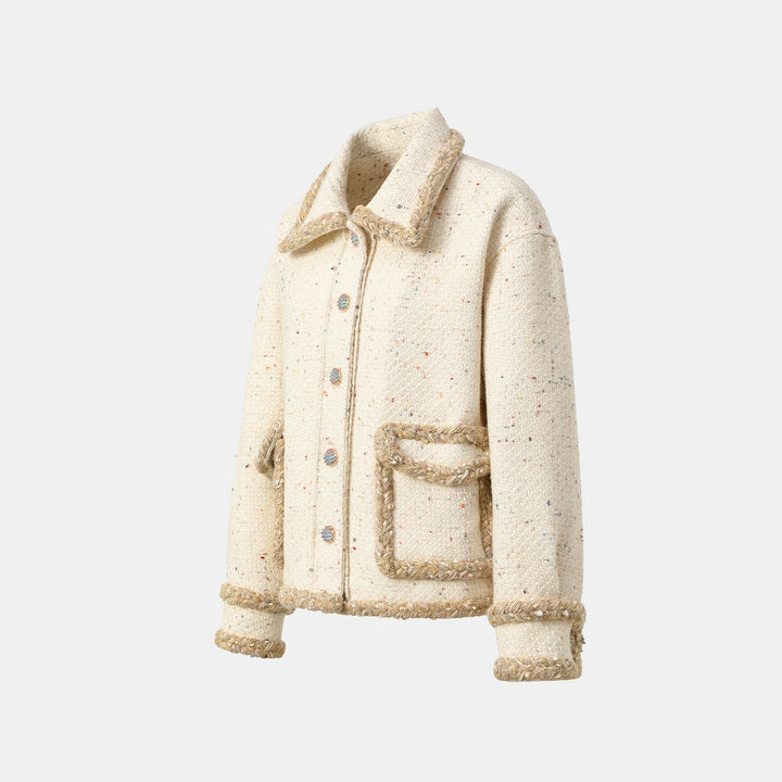 "Tokyo'Hours" Oversized Tweed Jacket—Vanila Milk 