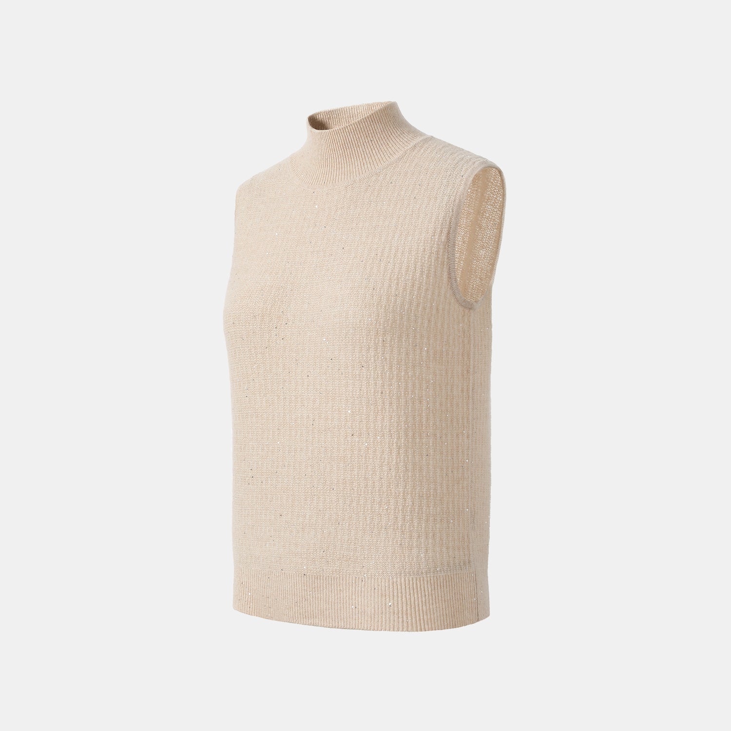 “Autumn Diary” 100% Cashmere極細絨柔星點高領針織背心—Dream of Wheatfield麥田之夢