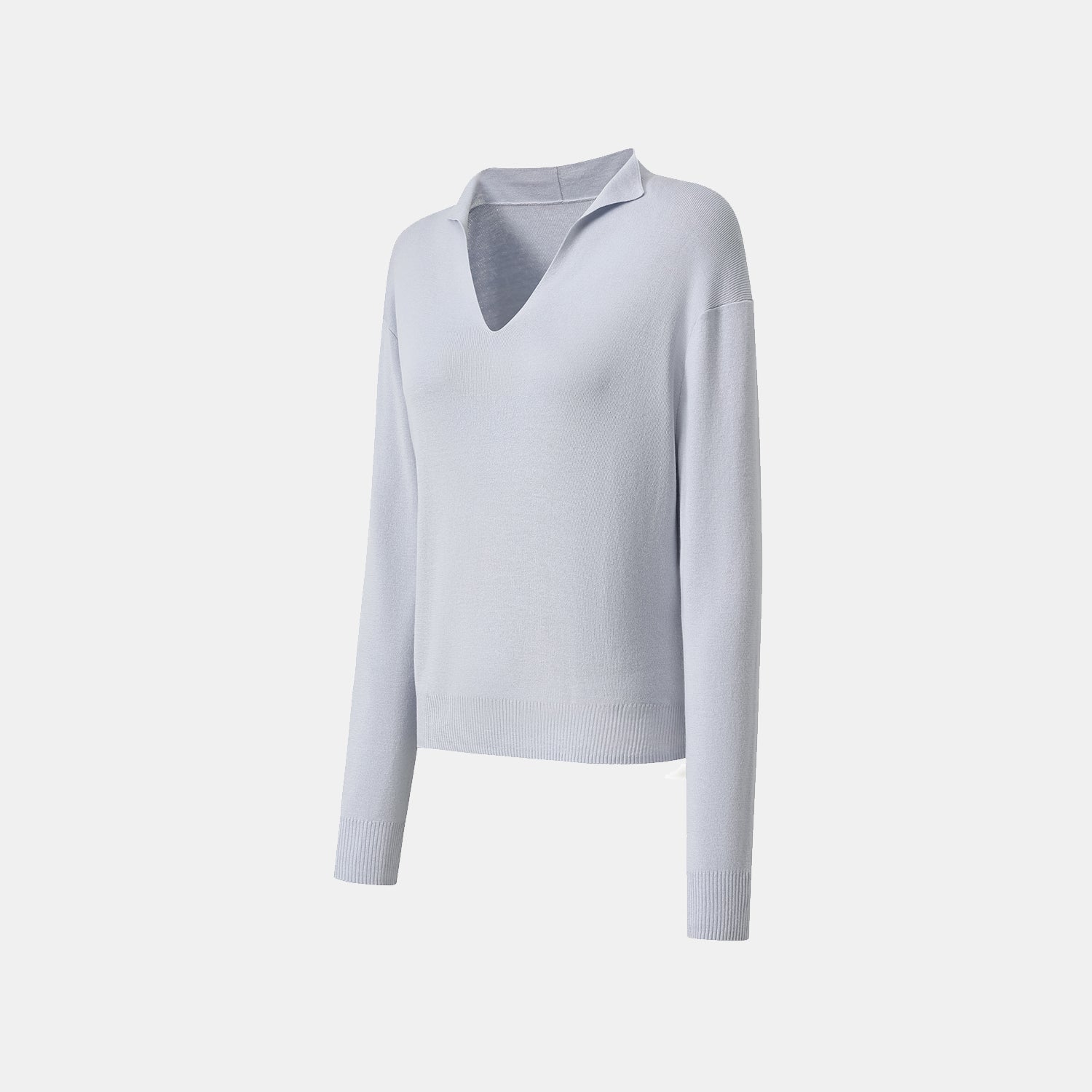 “Spring diary.” Silk Cashmere真絲喀什米爾V領上衣—Baby Blue